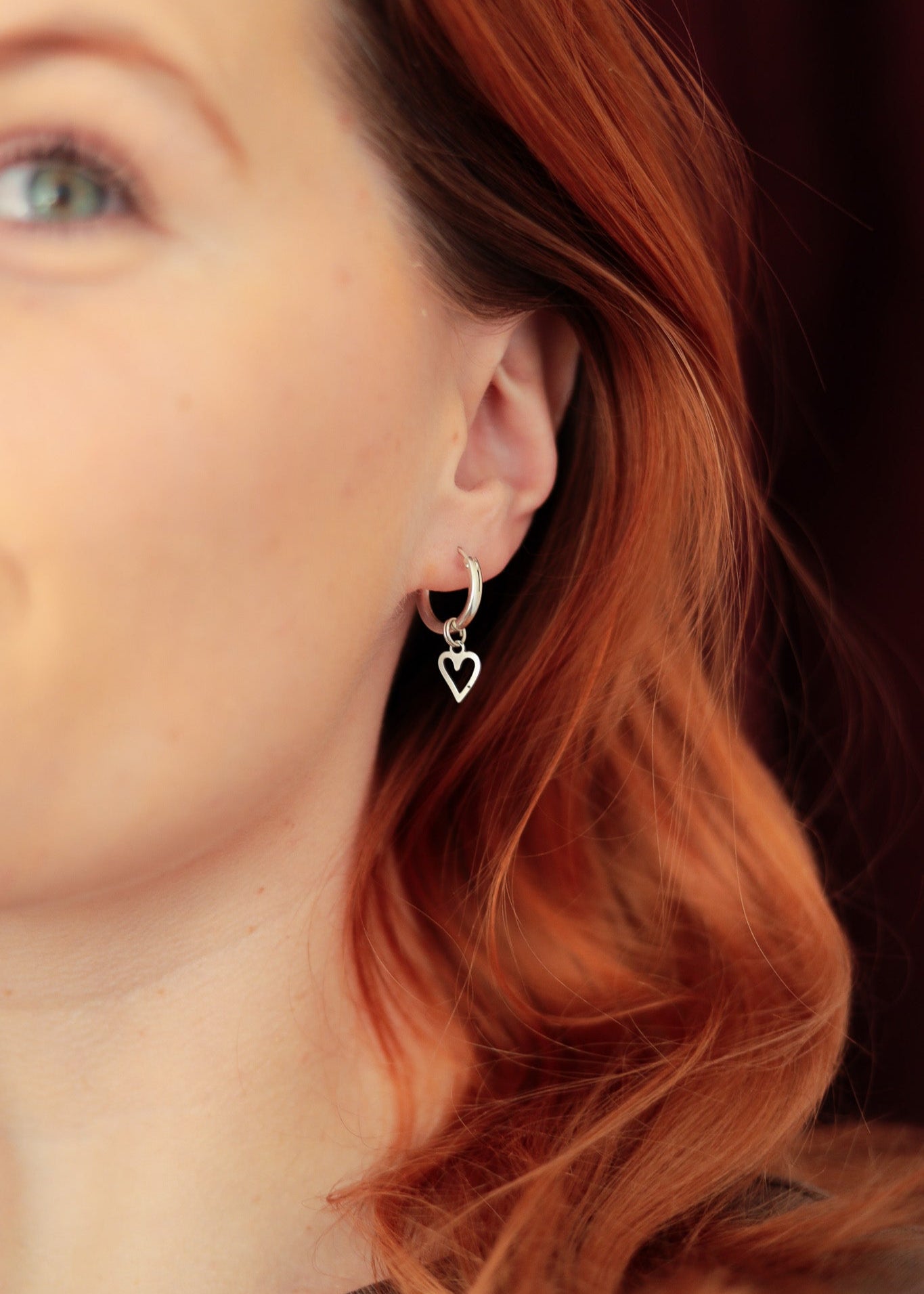 Heart Charm Huggie Hoops