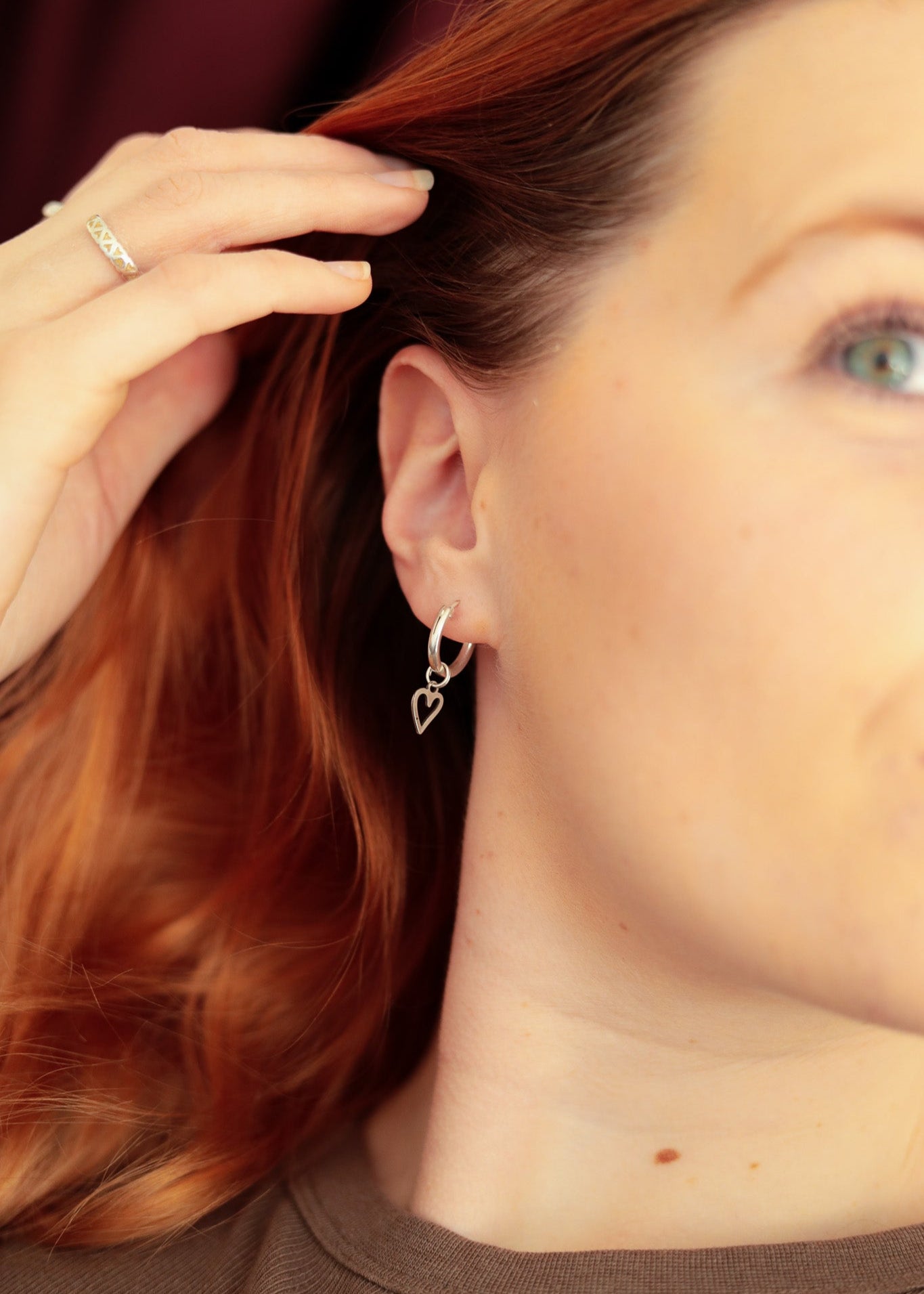 Heart Charm Huggie Hoops