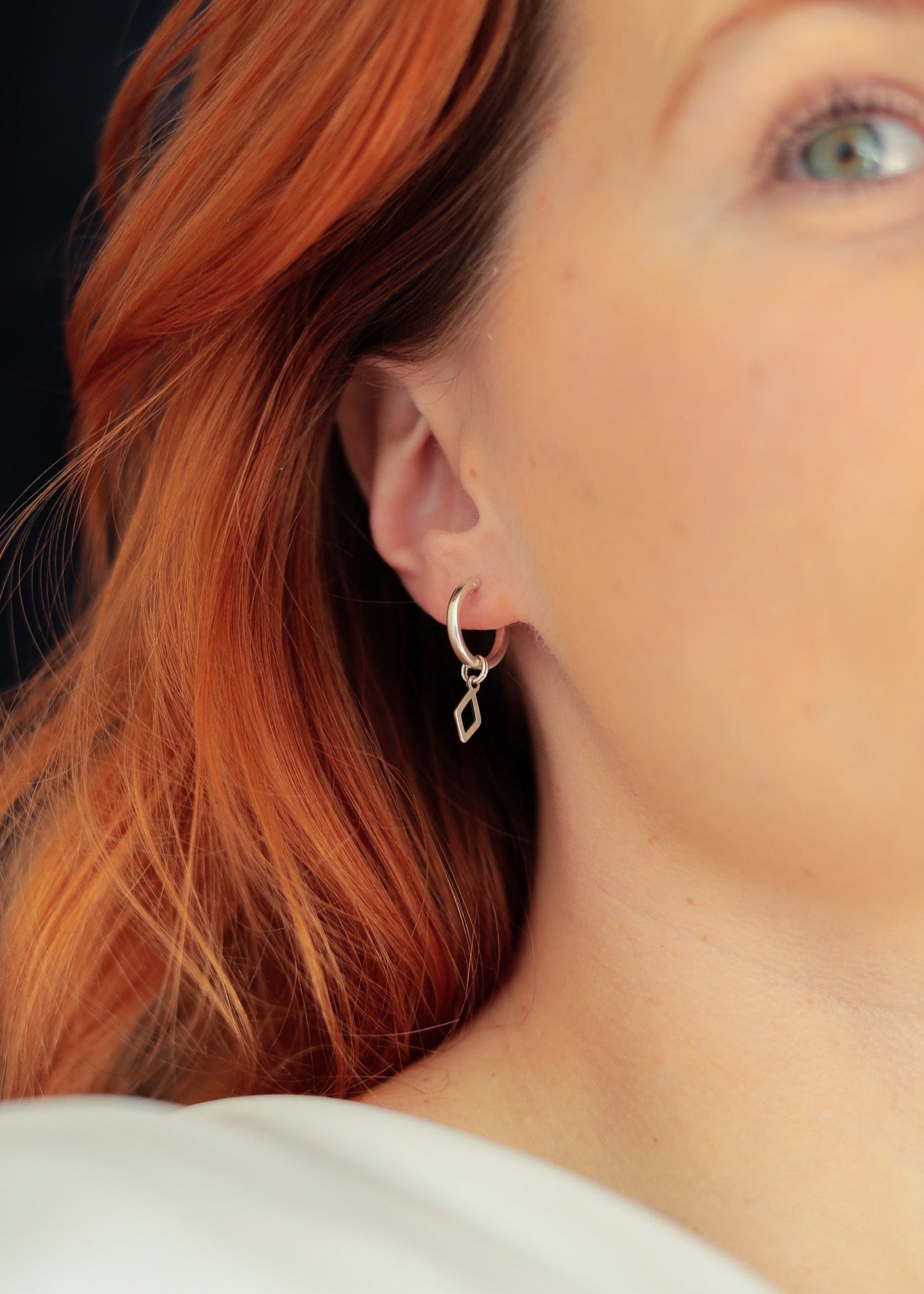 Diamond Charm Huggie Hoops