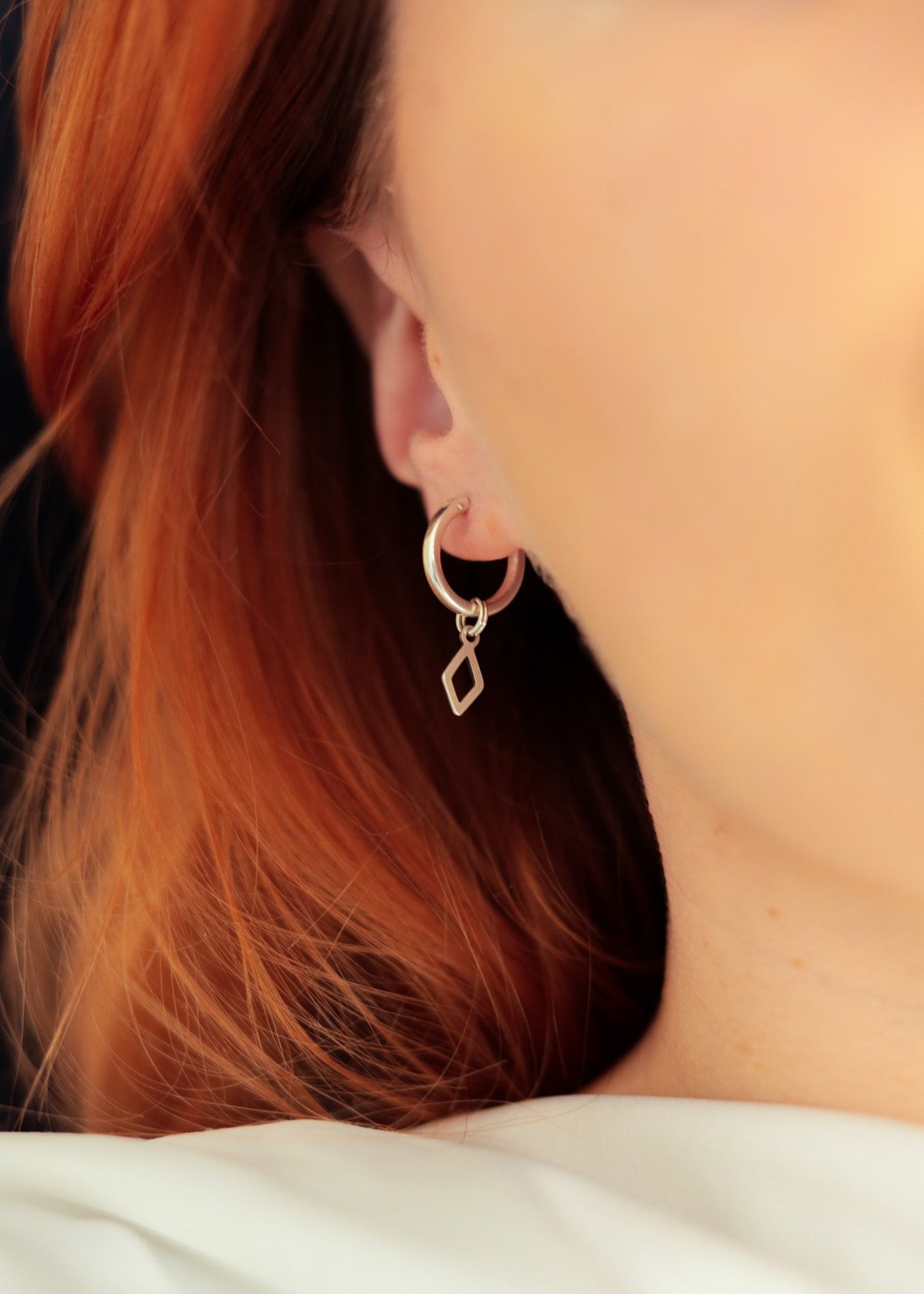 Diamond Charm Huggie Hoops