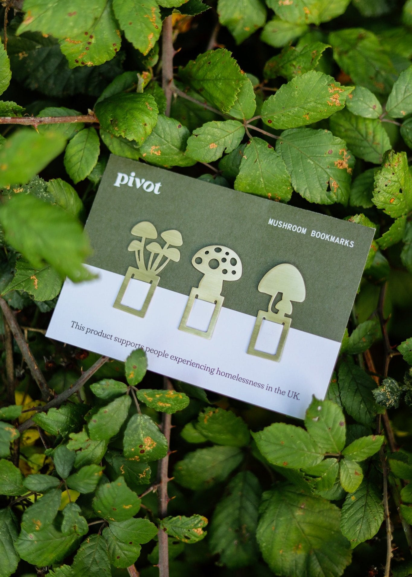 Mushroom Bookmark Trio - Brass