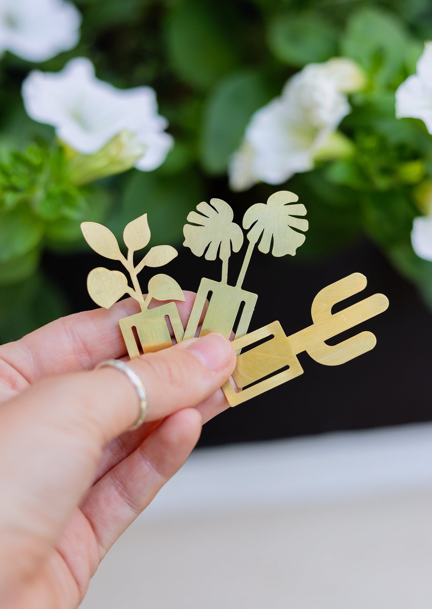 Houseplant Bookmark Trio - Brass