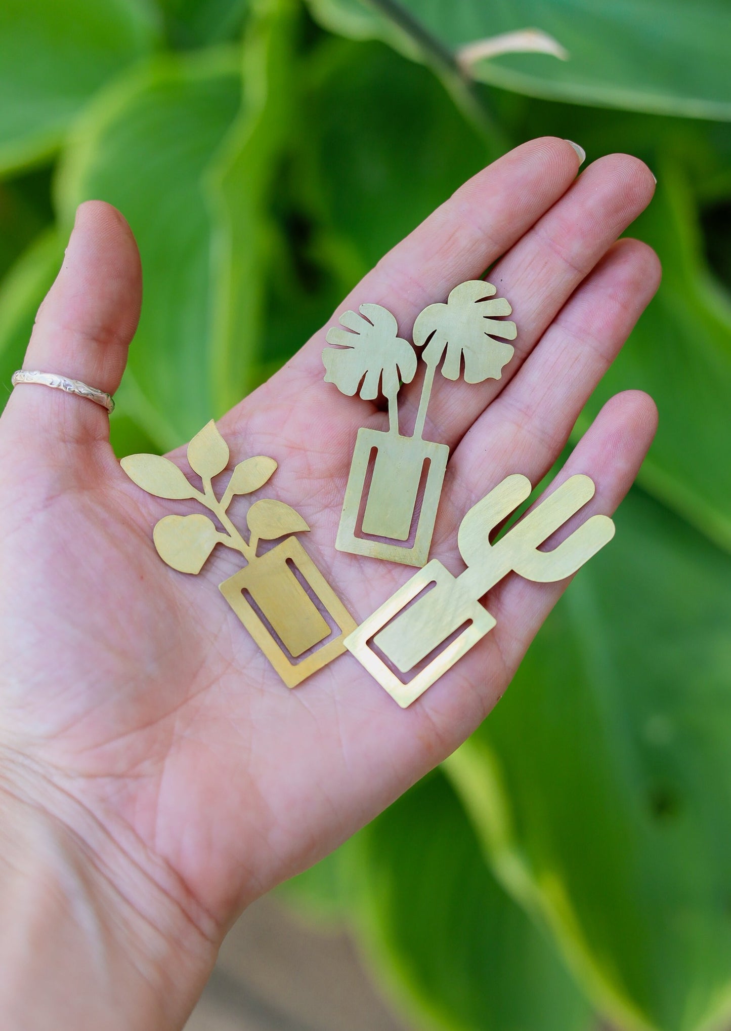 Houseplant Bookmark Trio - Brass