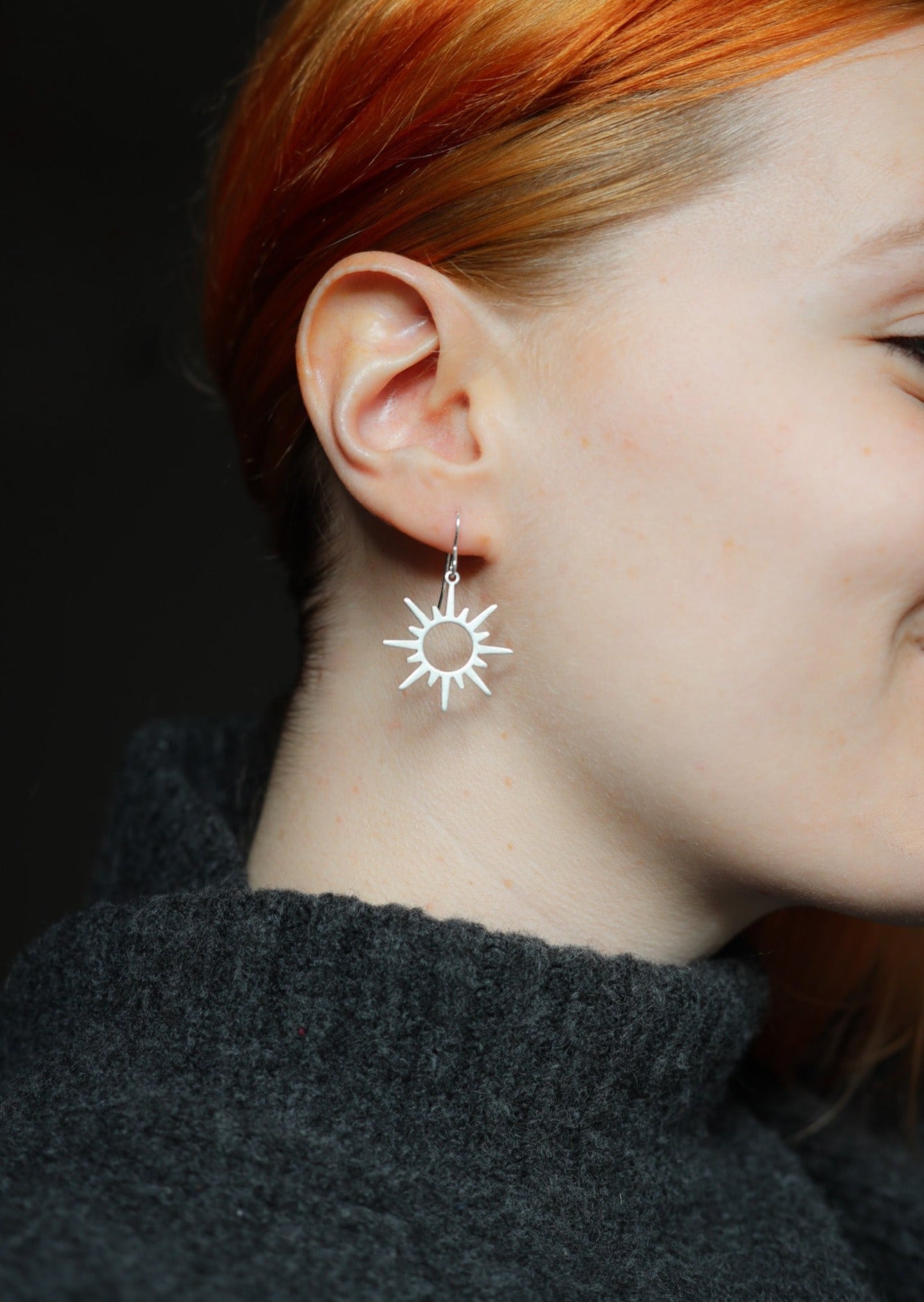 Starburst Silver Asymmetrical Earrings
