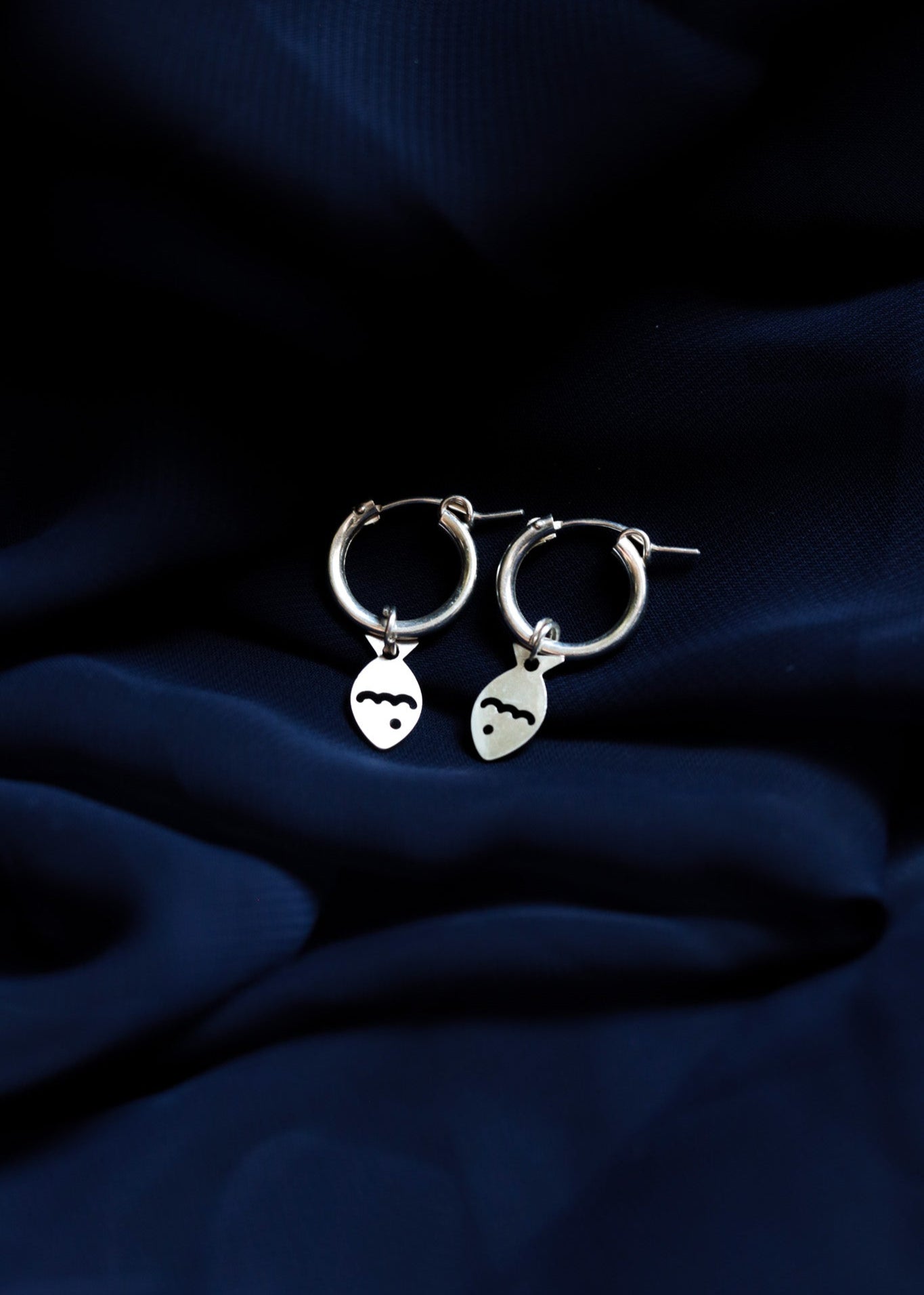 Sardine Charm Huggie Hoops