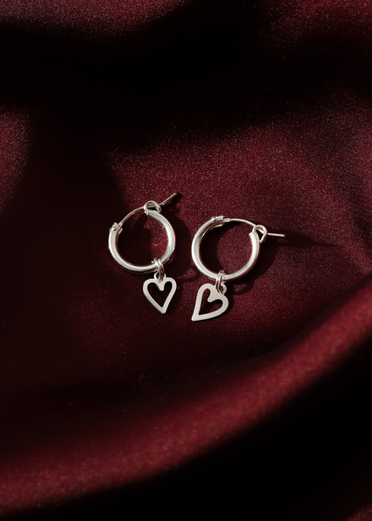 Heart Charm Huggie Hoops