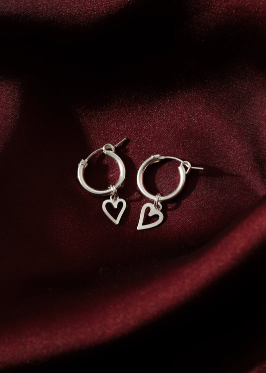 Heart Charm Huggie Hoops