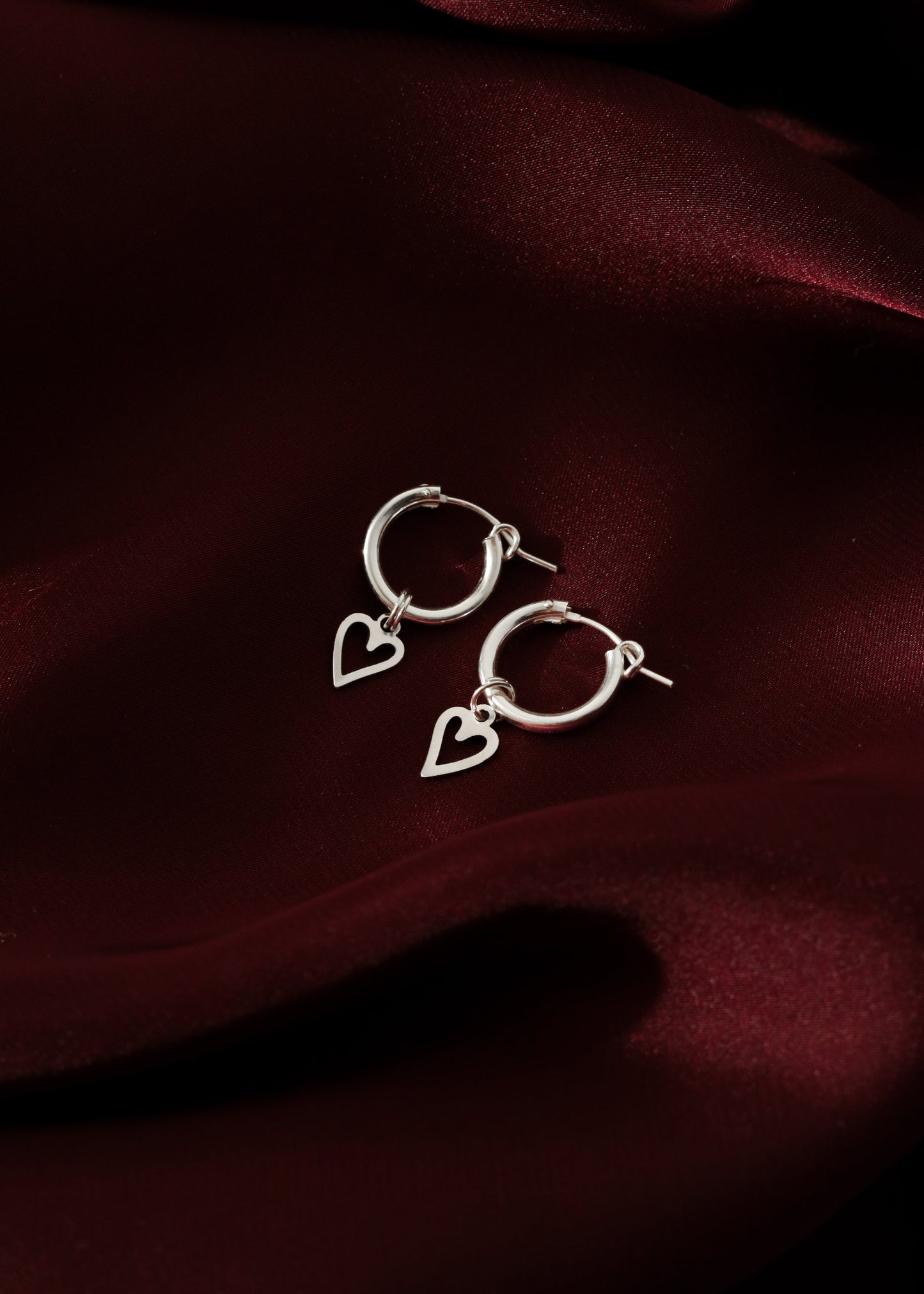 Heart Charm Huggie Hoops