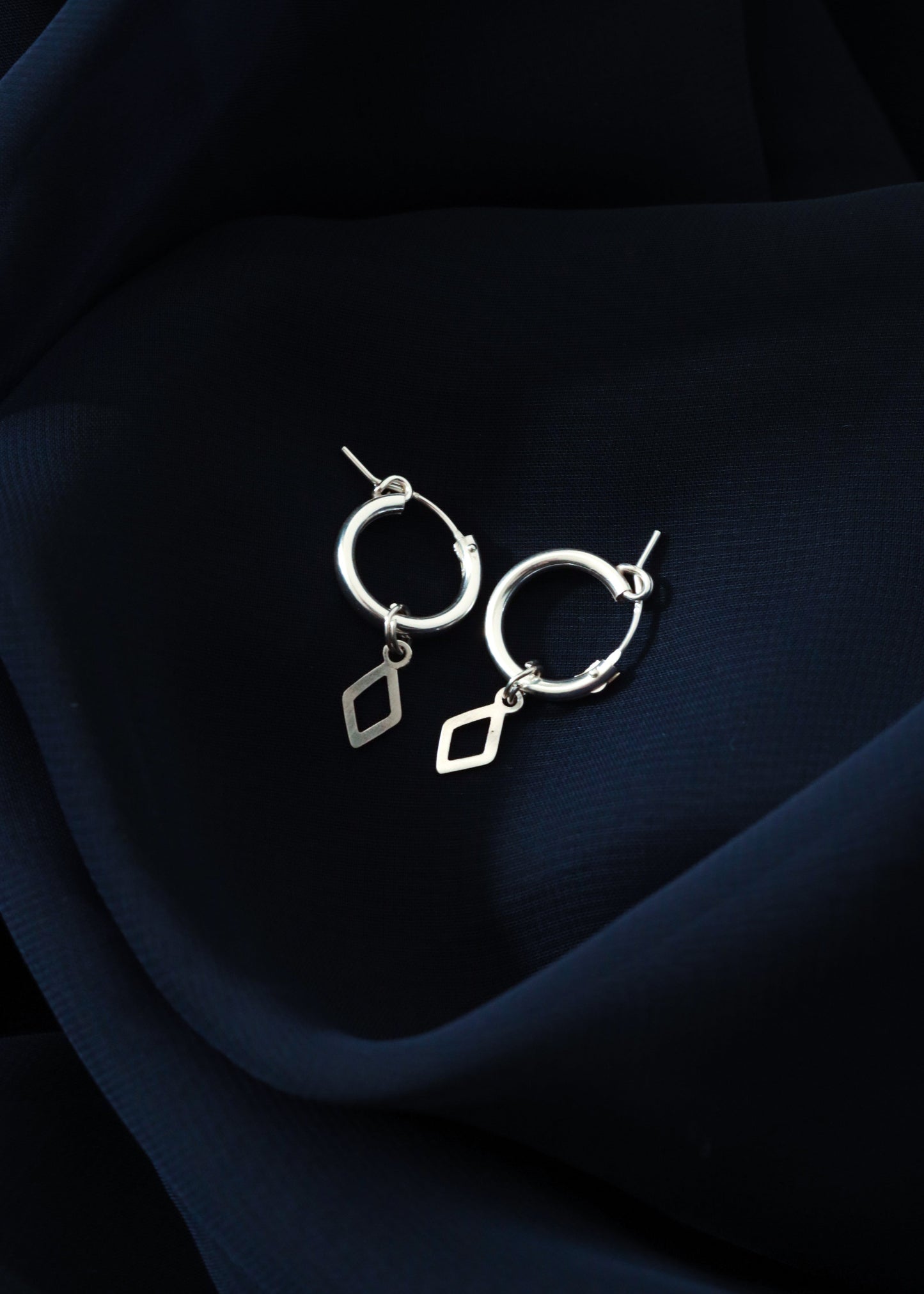 Diamond Charm Huggie Hoops