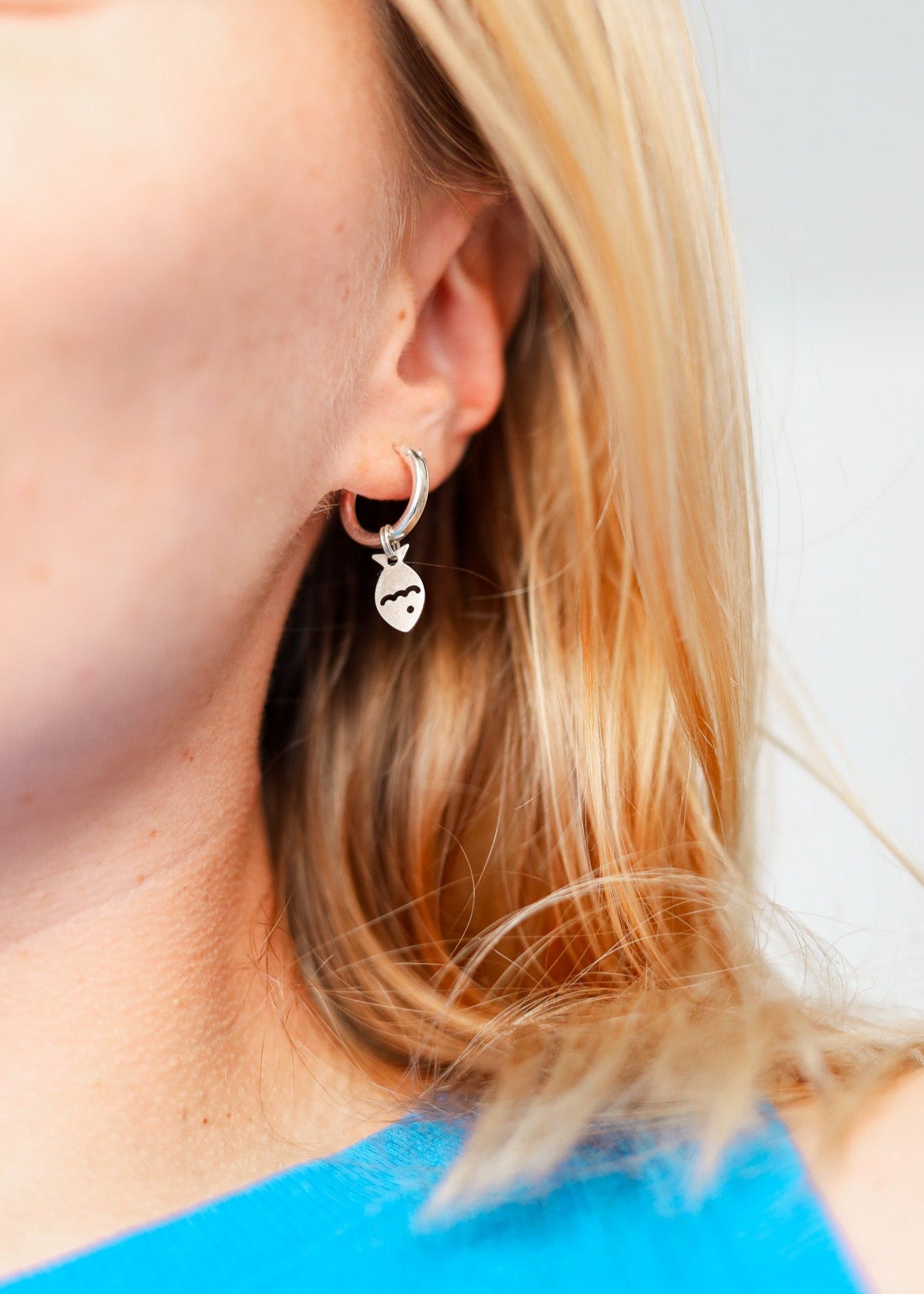 Sardine Charm Huggie Hoops