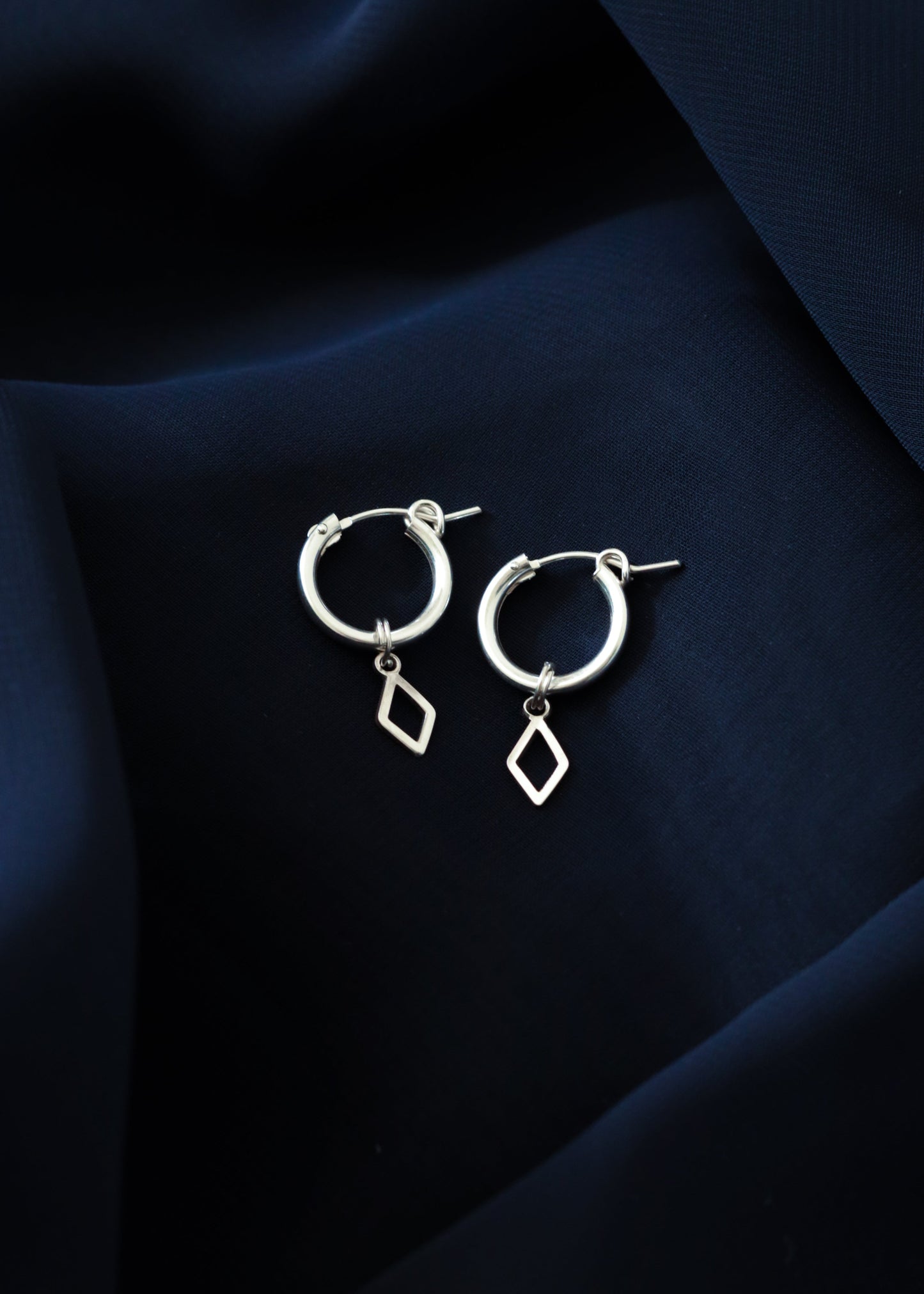 Diamond Charm Huggie Hoops