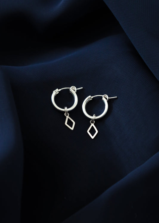 Diamond Charm Huggie Hoops