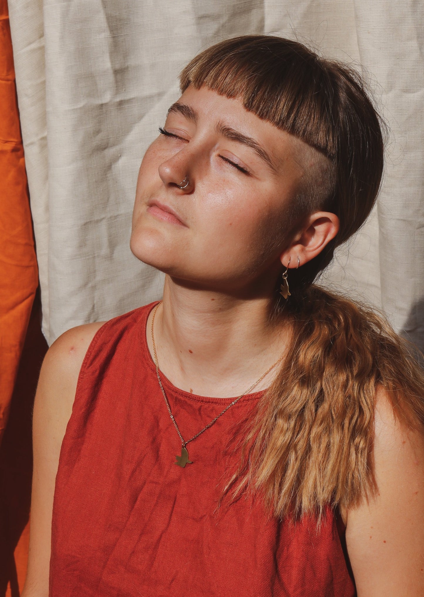 Ella's Dove Brass Necklace