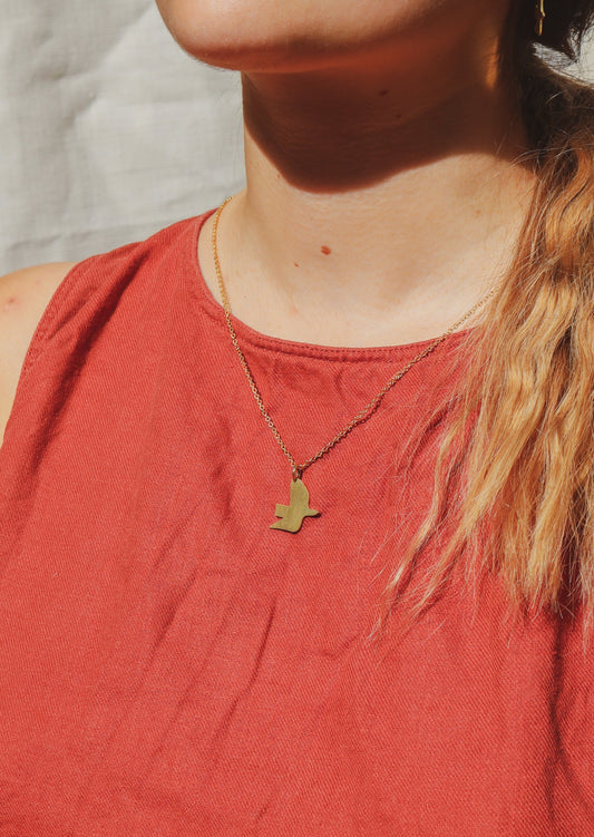 Ella's Dove Brass Necklace