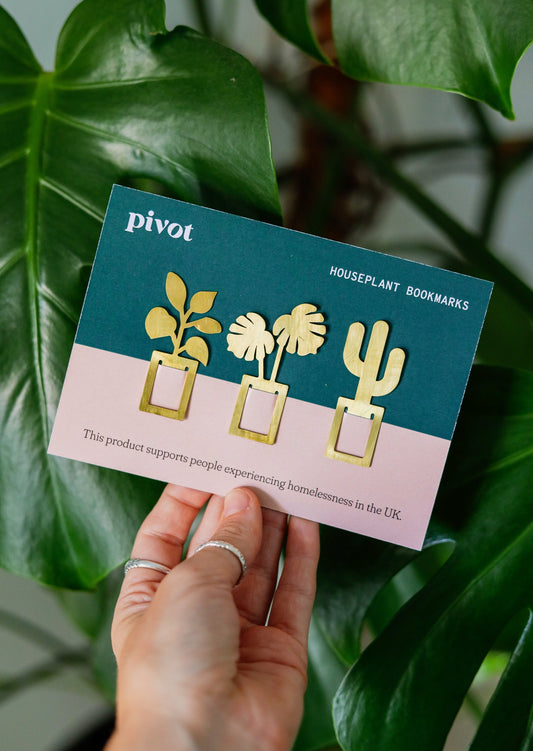 Houseplant Bookmark Trio - Brass