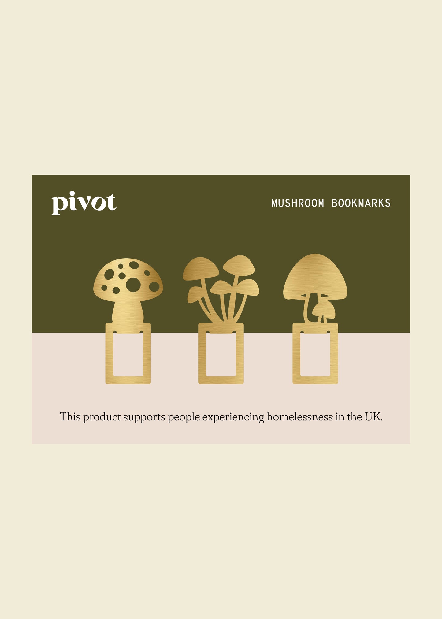 Mushroom Bookmark Trio - Brass