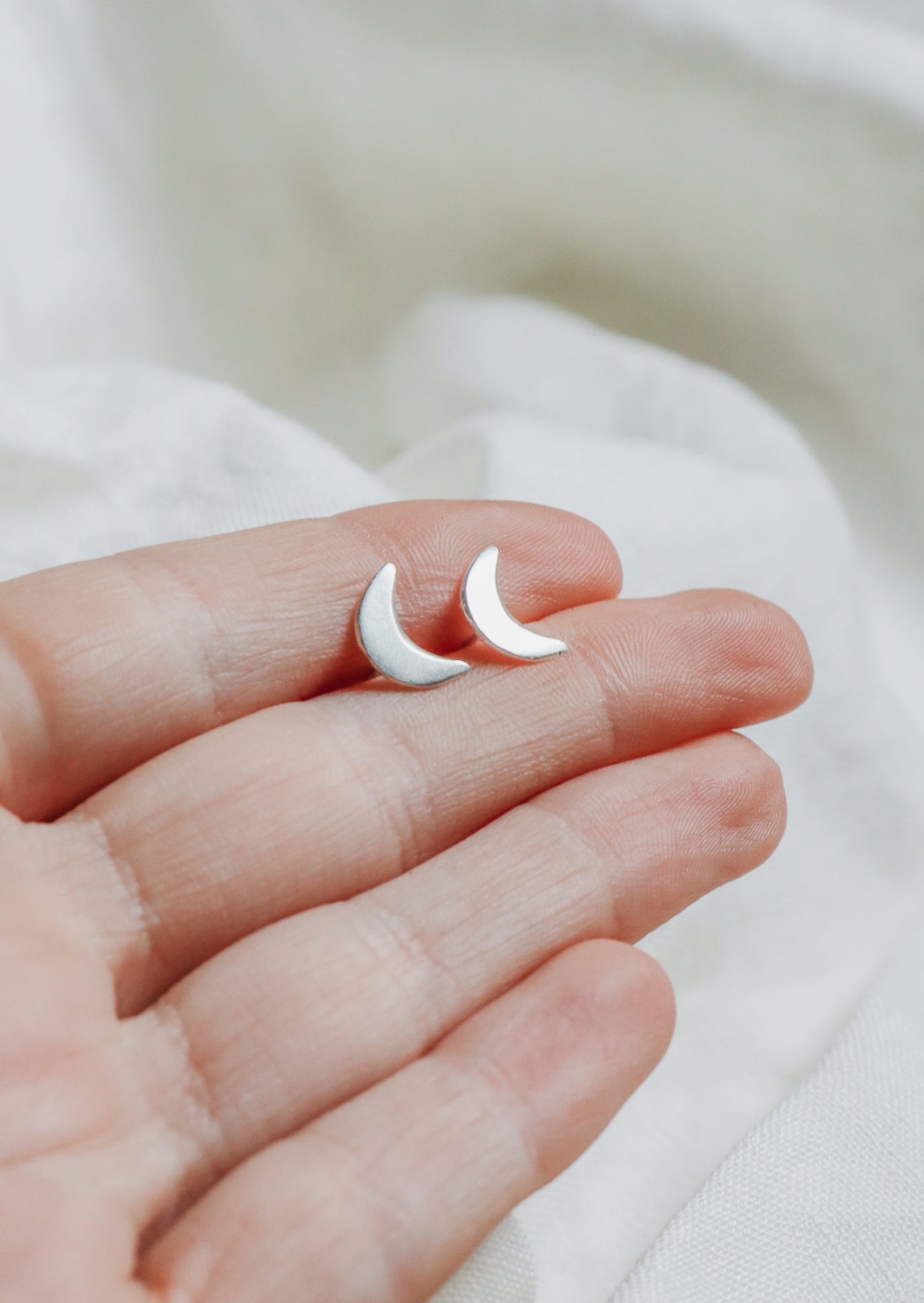 Crescent Silver Studs