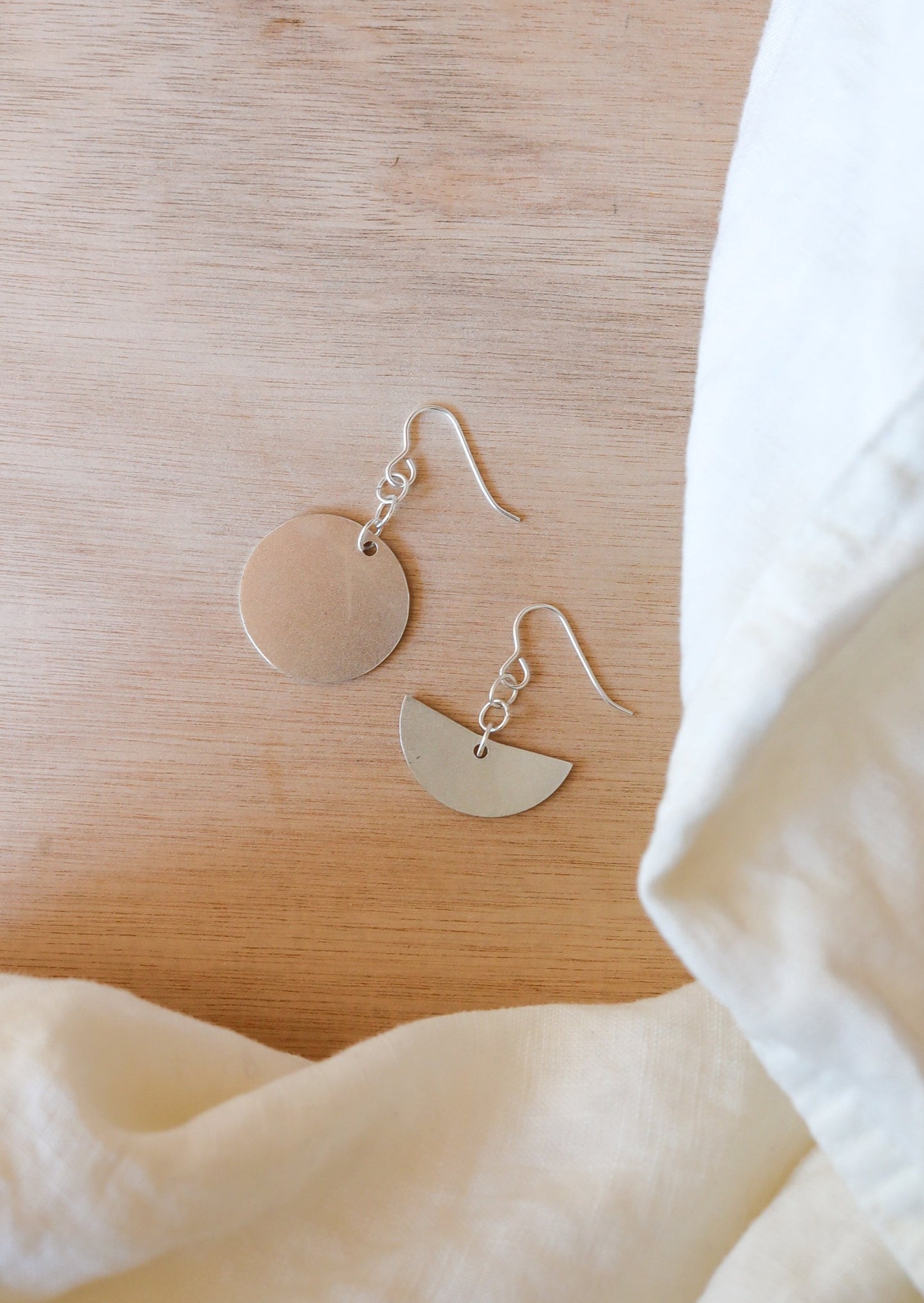 Moon / Half Moon Silver Earrings