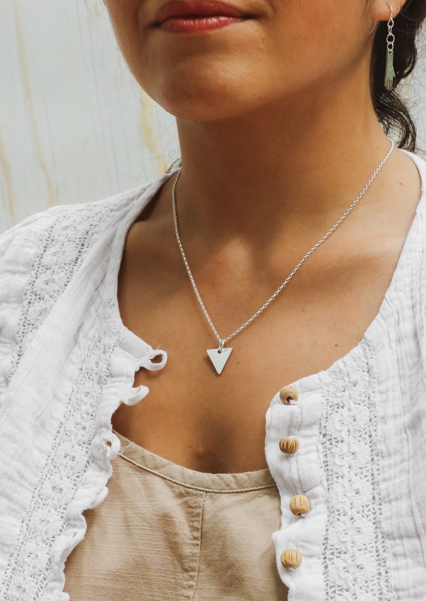 Tri Silver Pendant Necklace