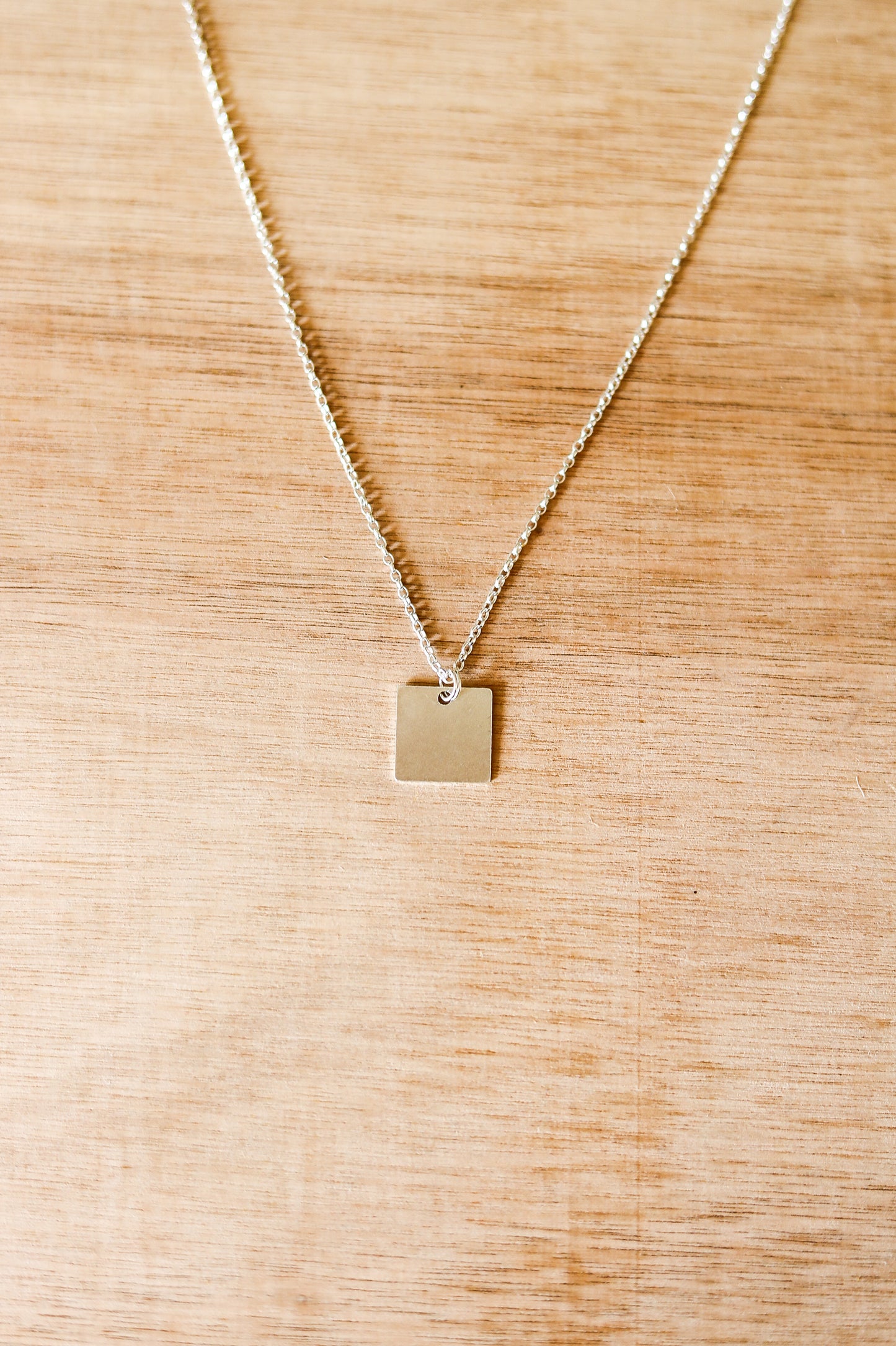 Square Pendant Silver Necklace