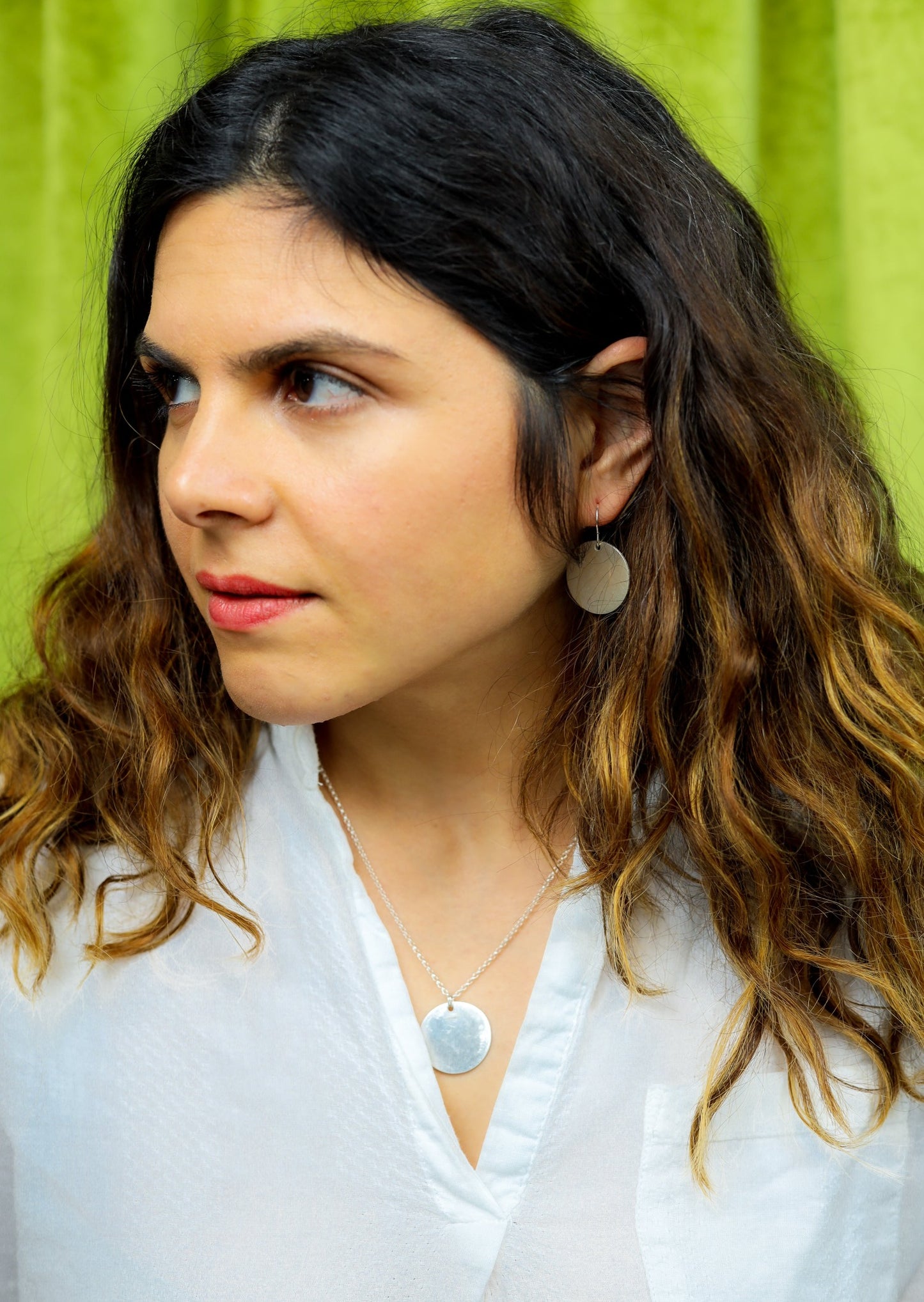 Luna Disc Silver Necklace