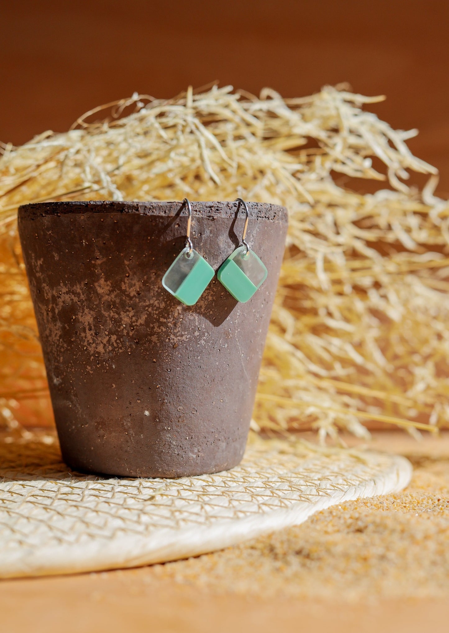 Acetate Sage Square Earrings