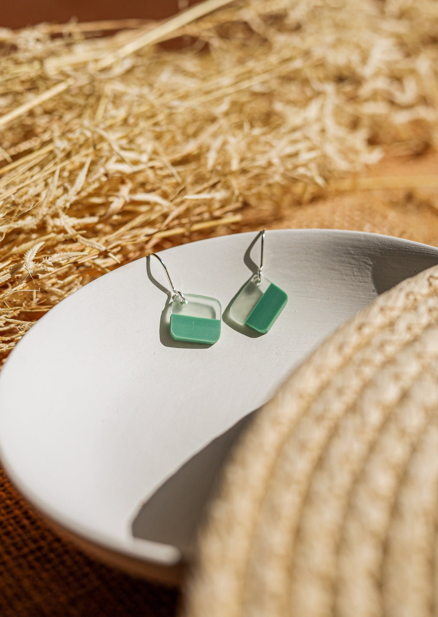 Acetate Sage Square Earrings