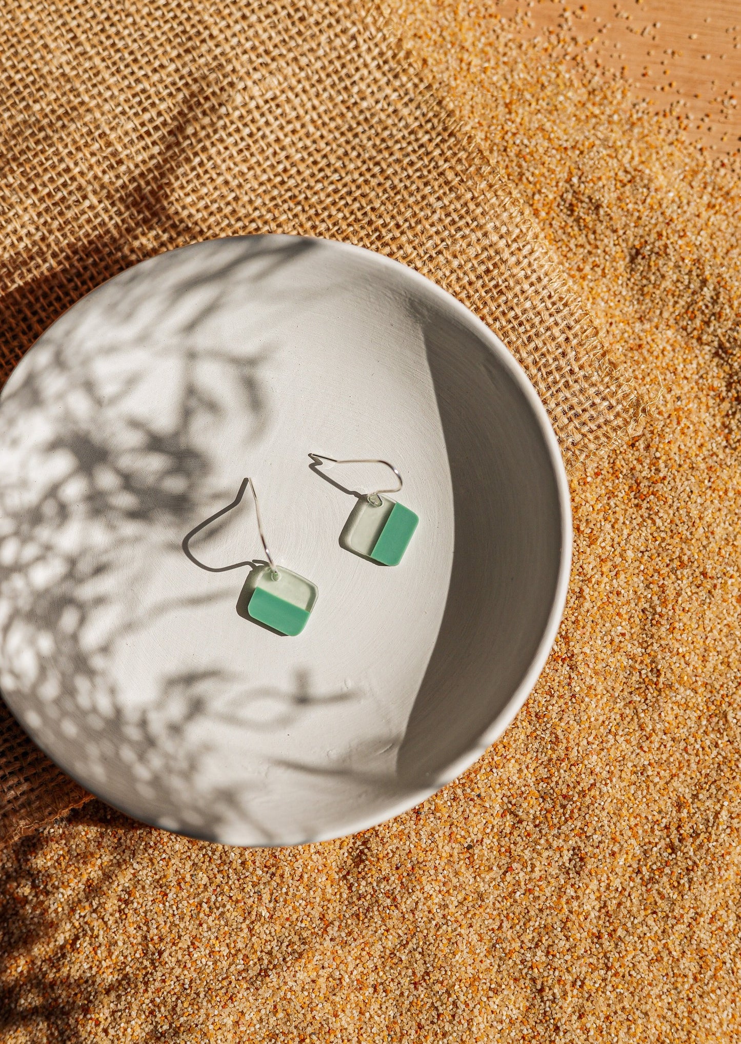 Acetate Sage Square Earrings