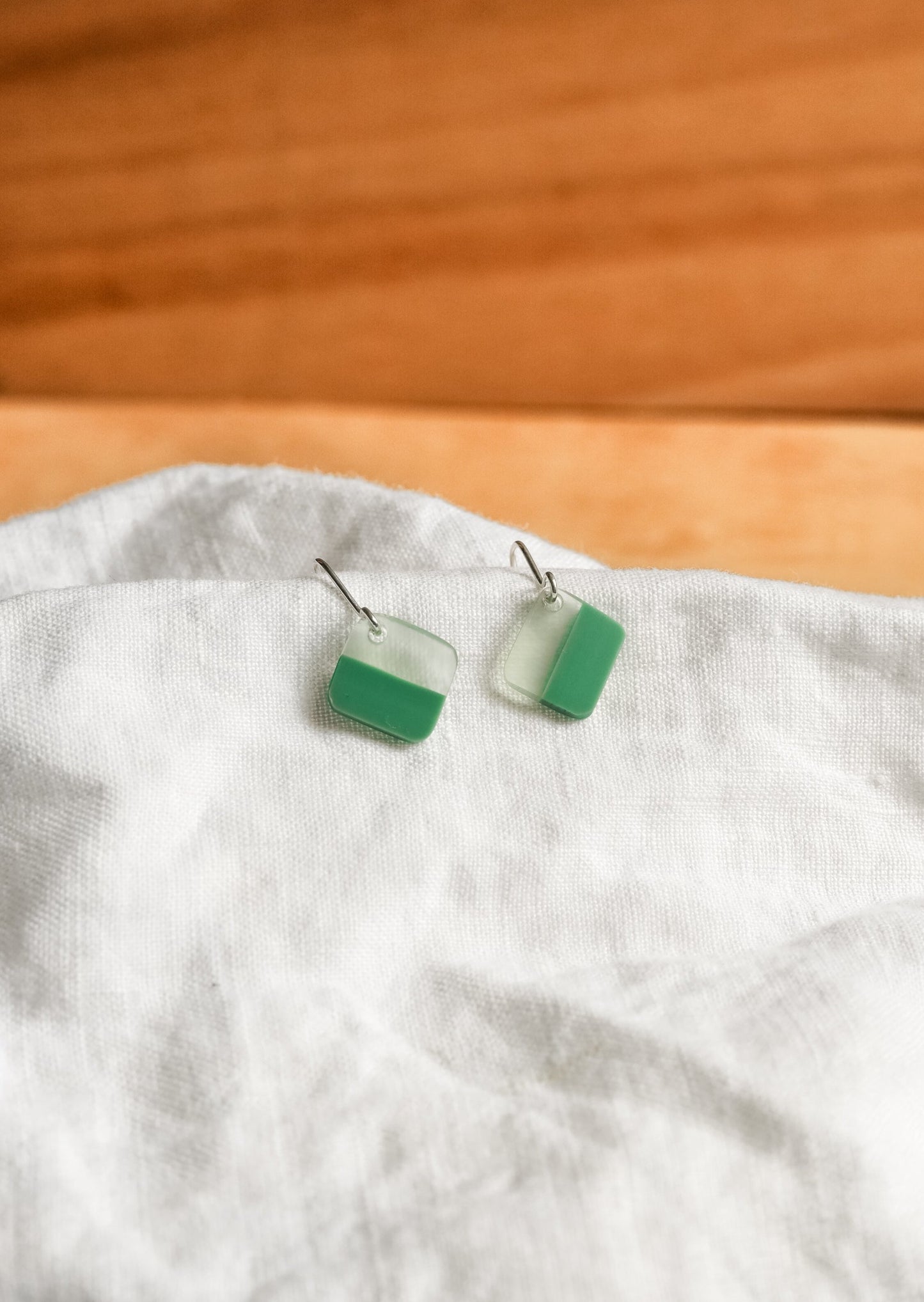 Acetate Sage Square Earrings