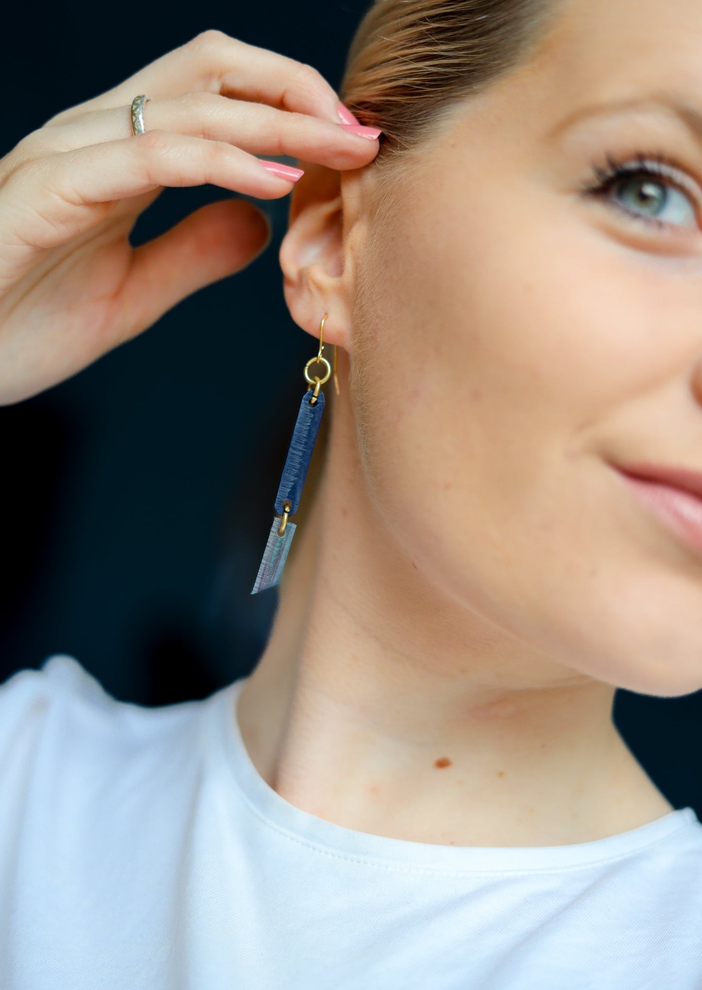 Acetate Azure Link Earrings