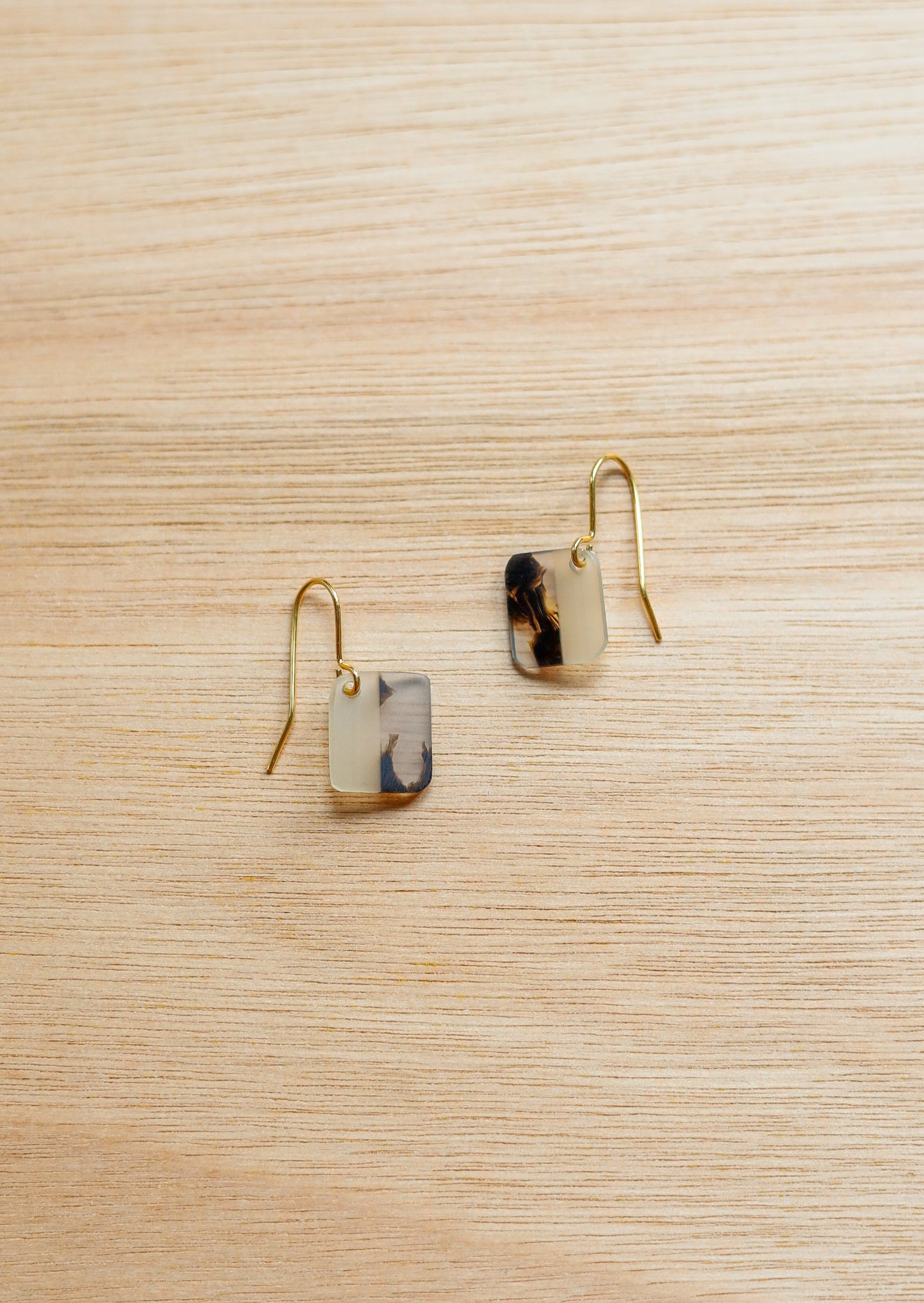 Acetate Coffee Marble Square Earrings