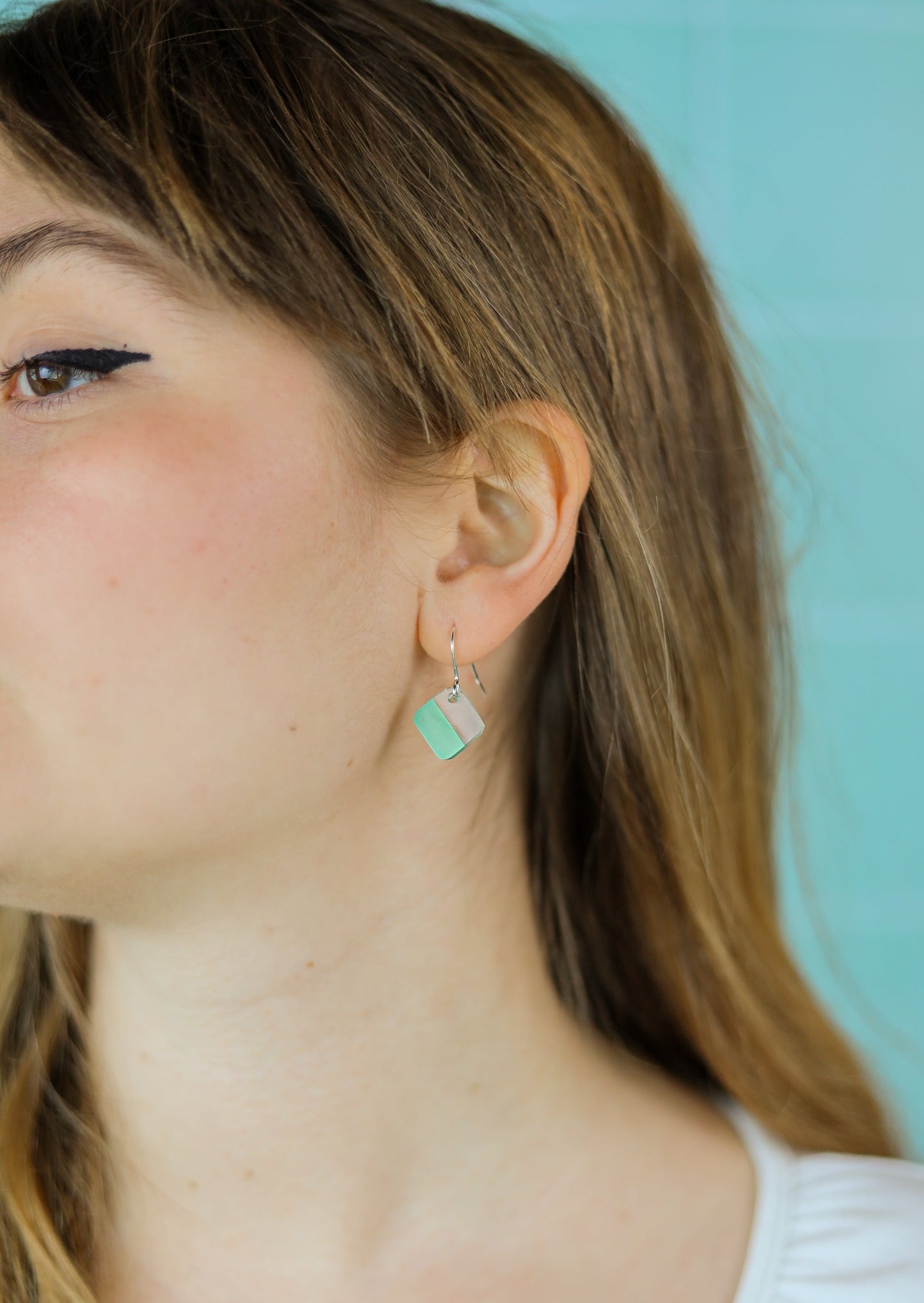 Acetate Sage Square Earrings