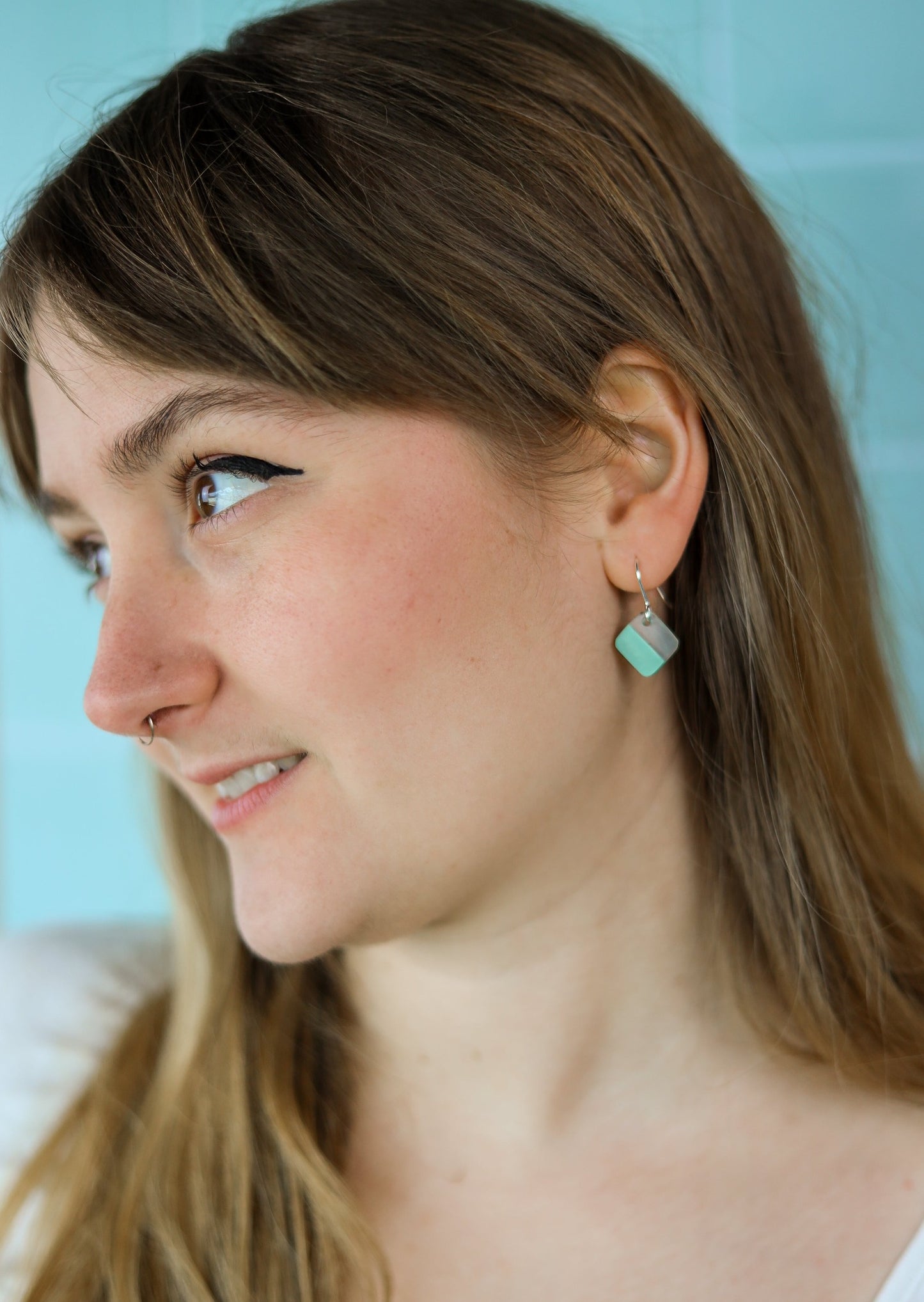 Acetate Sage Square Earrings