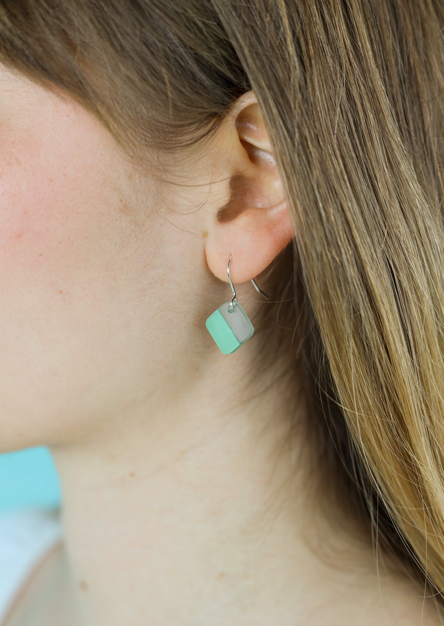 Acetate Sage Square Earrings