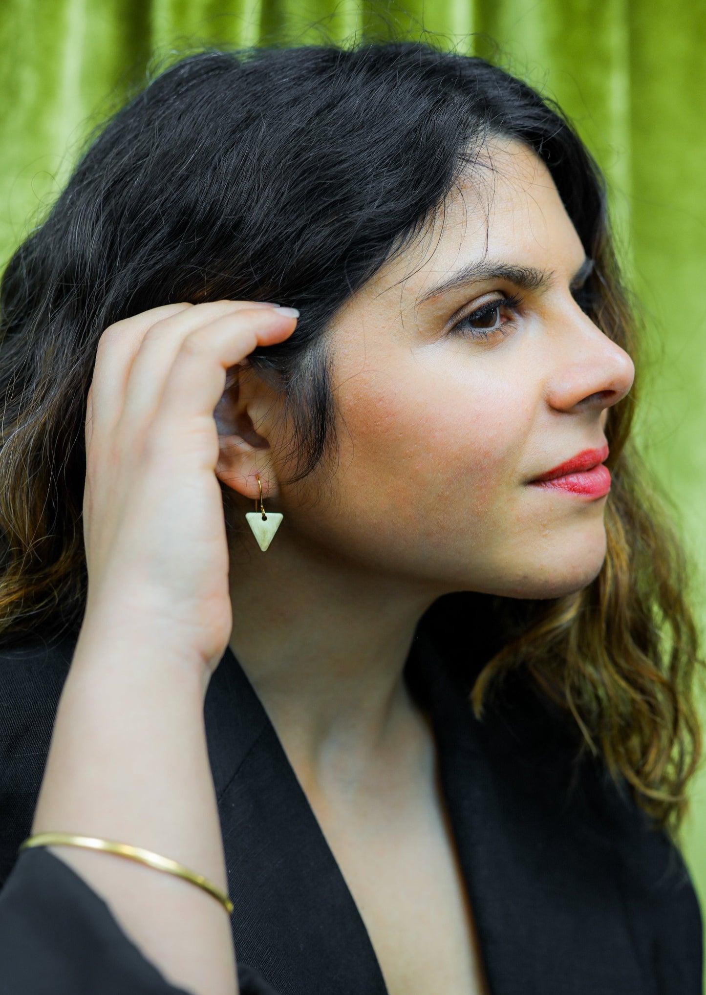 Tri Drop Brass Earrings