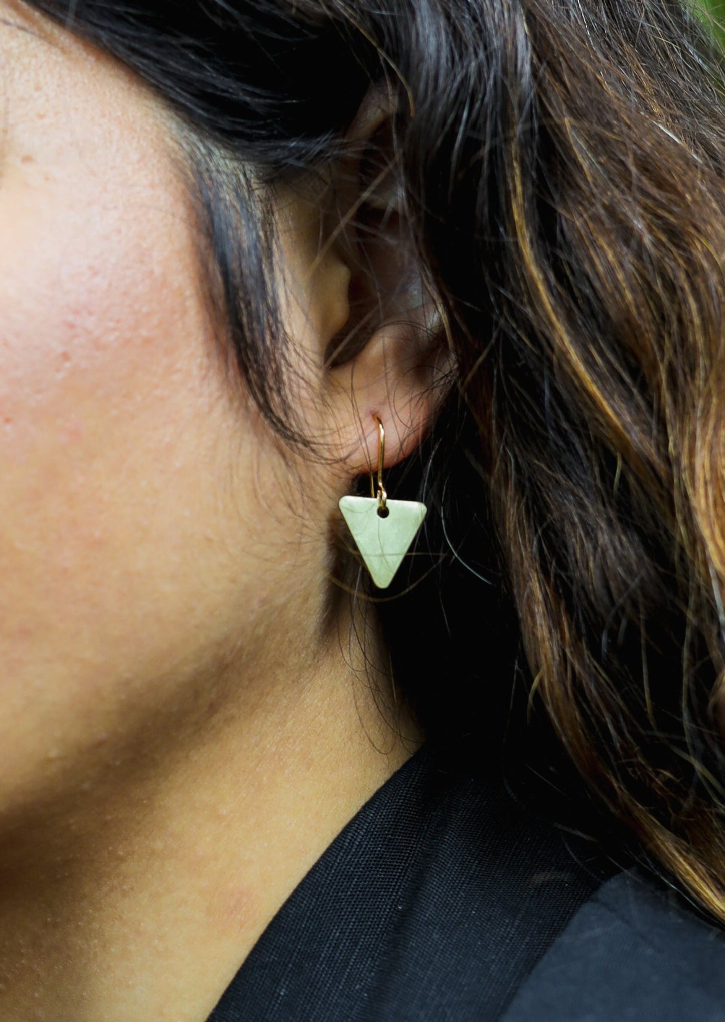 Tri Drop Brass Earrings