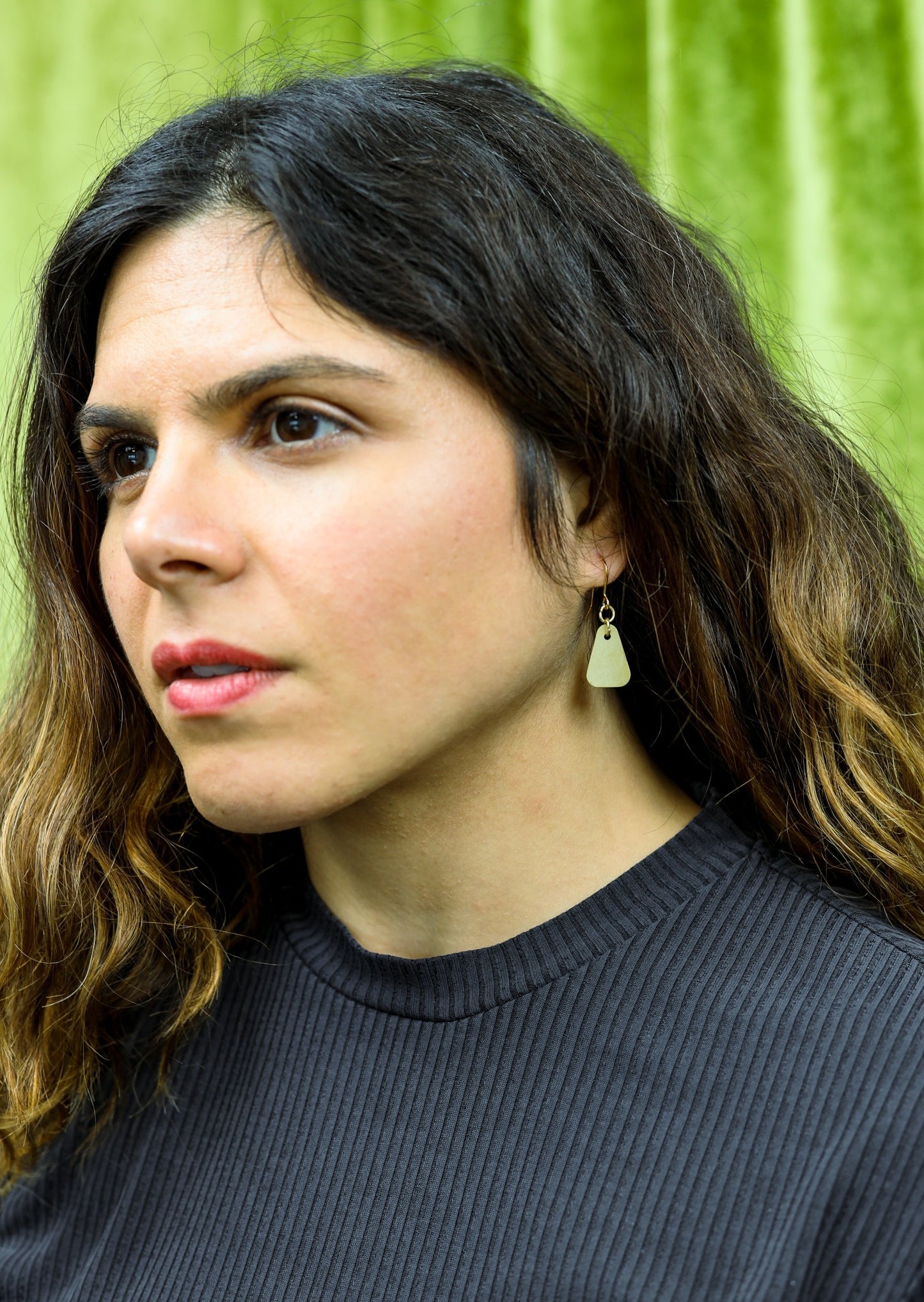 Rulo Triangle Brass Earrings