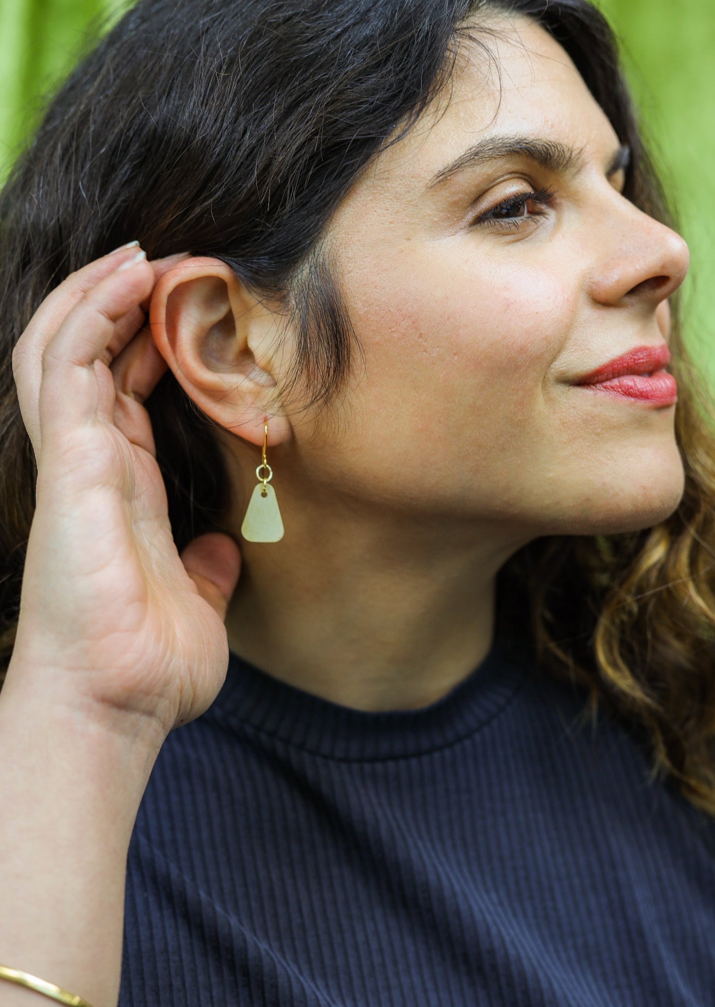 Rulo Triangle Brass Earrings