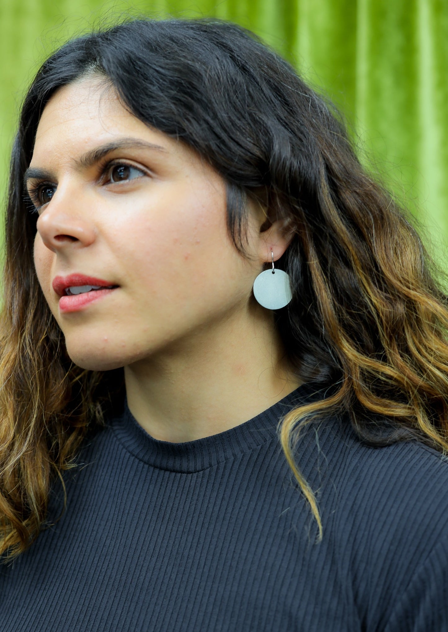 Luna Disc Silver Earrings