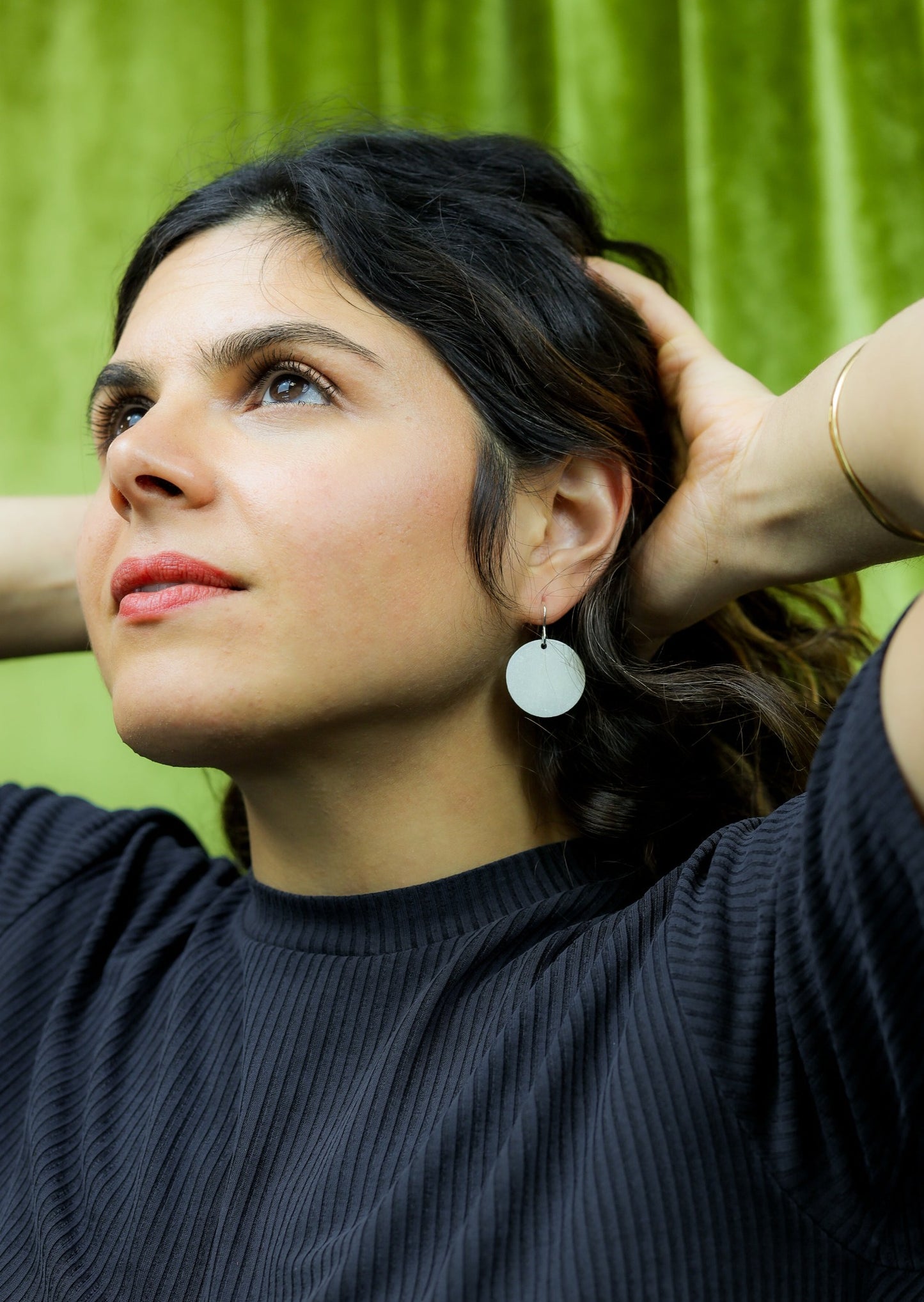 Luna Disc Silver Earrings