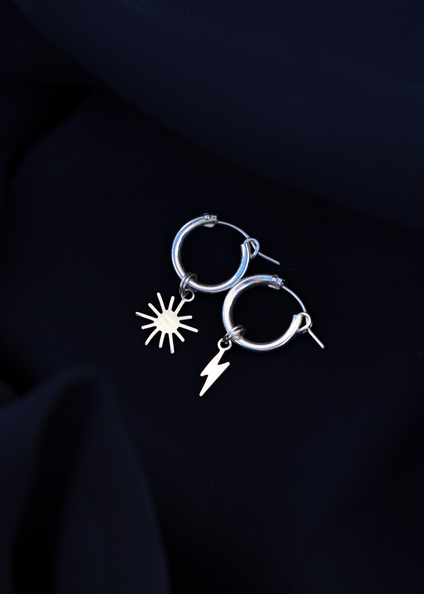 Sun & Storm Charm Hoops