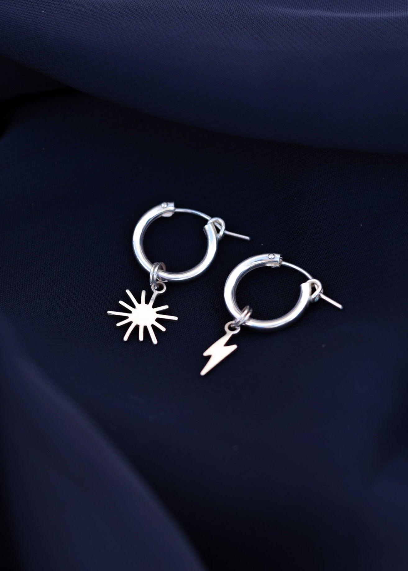 Sun & Storm Charm Hoops