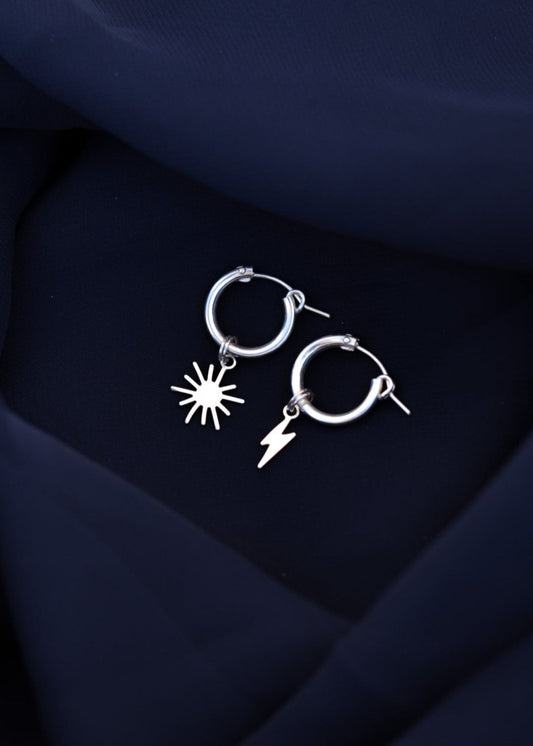 Sun & Storm Charm Hoops