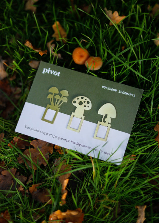 Mushroom Bookmark Trio - Brass