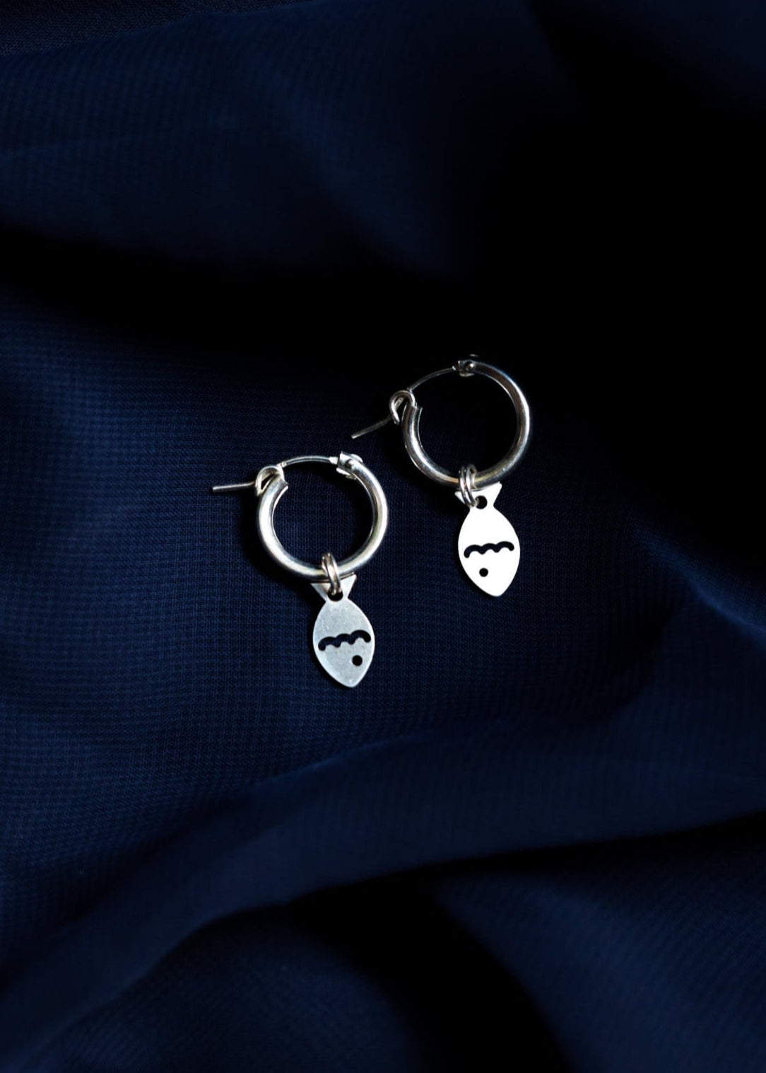 Sardine Charm Huggie Hoops