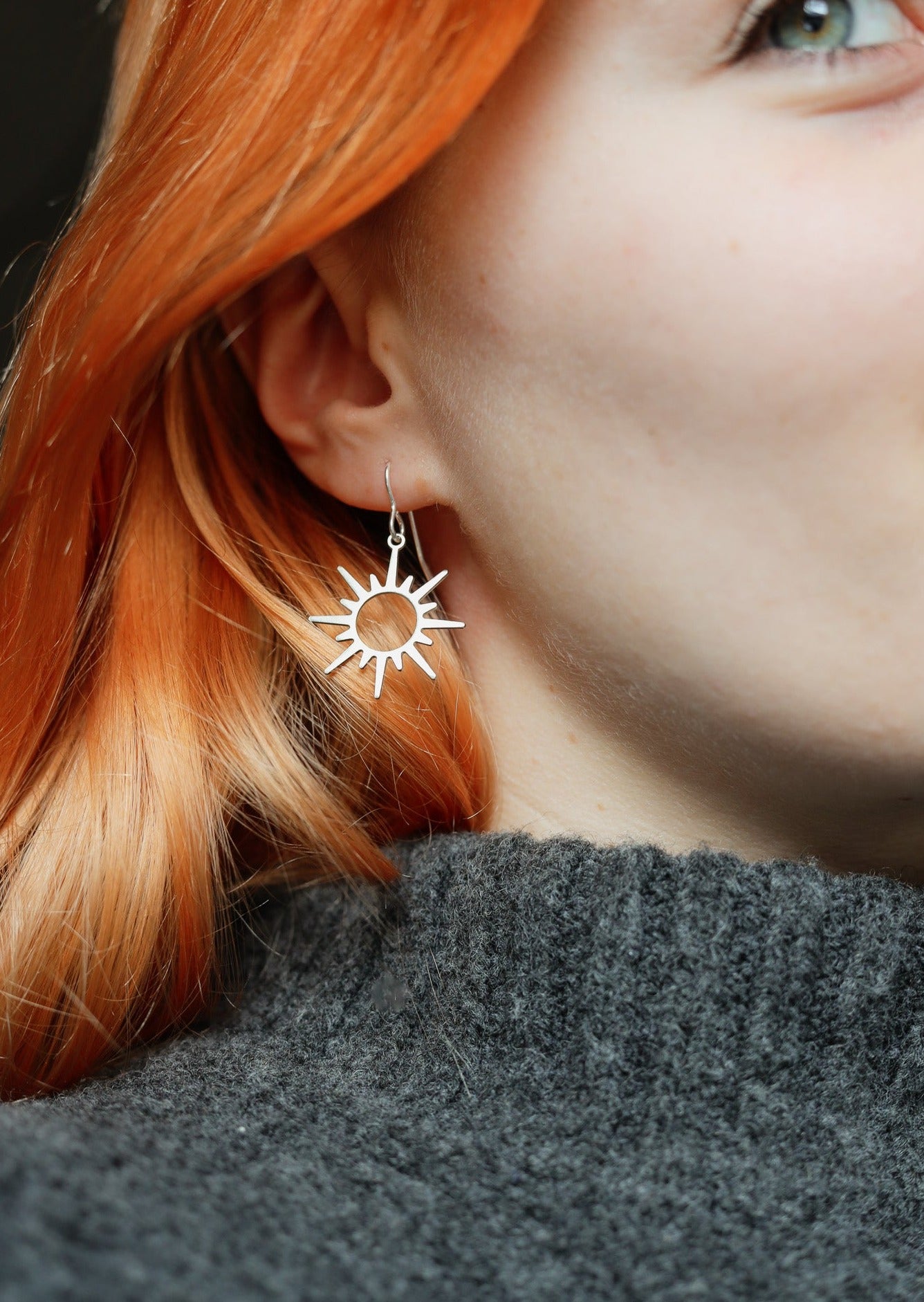 Starburst Silver Asymmetrical Earrings