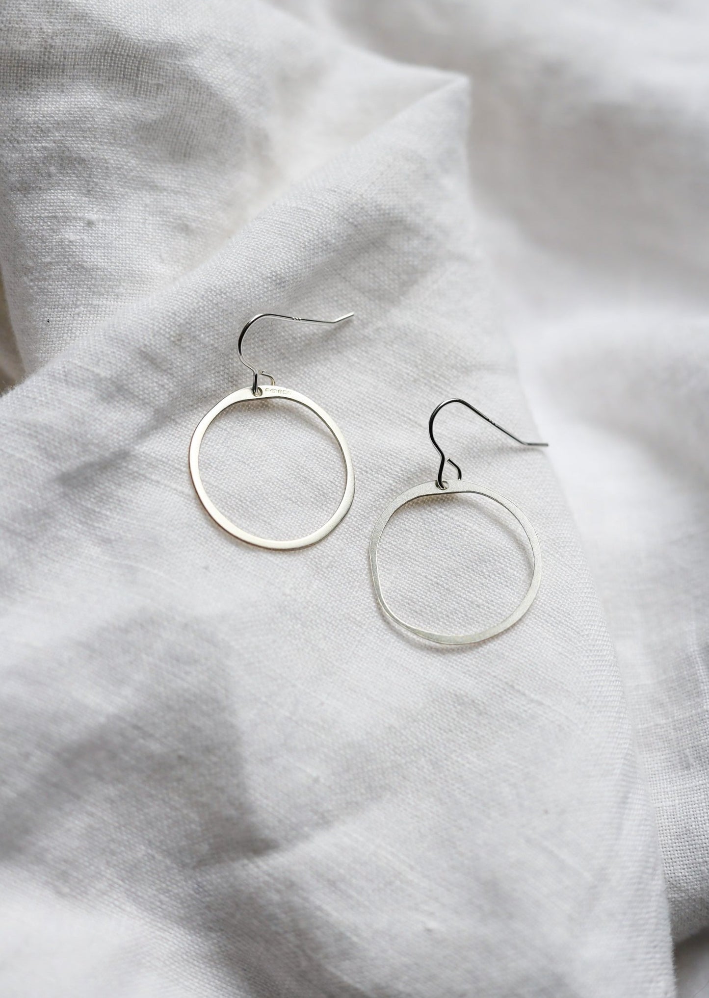 Organic Silver Hoop Earrings