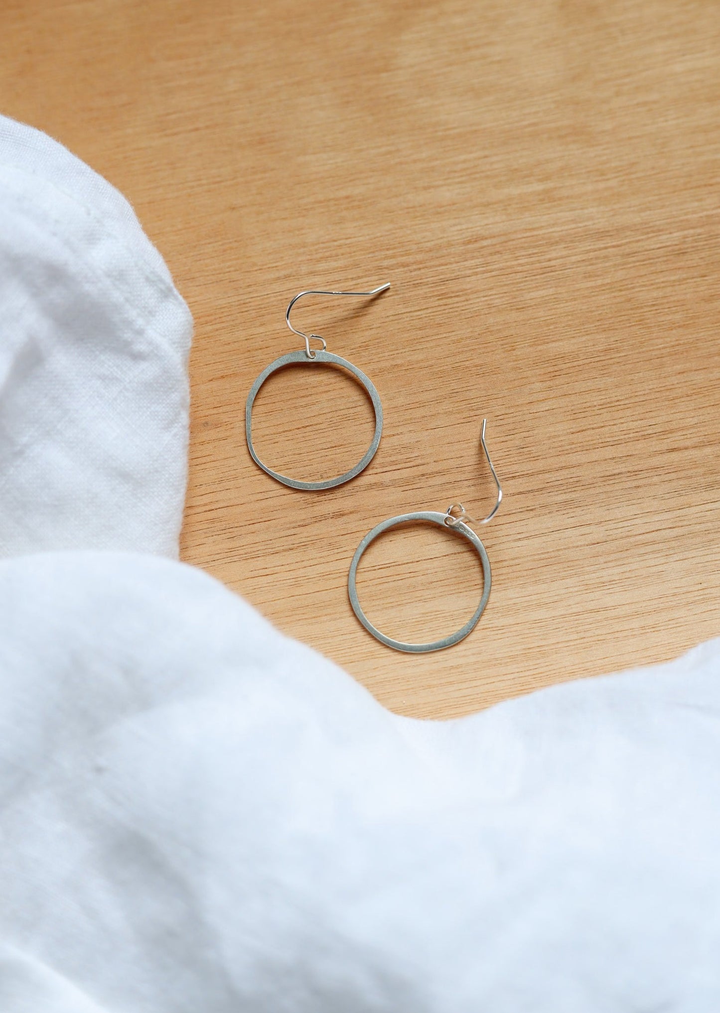 Organic Silver Hoop Earrings