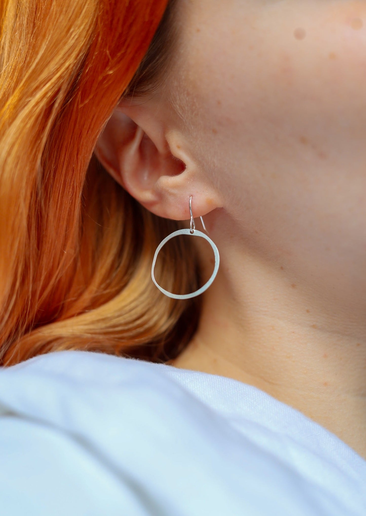 Organic Silver Hoop Earrings