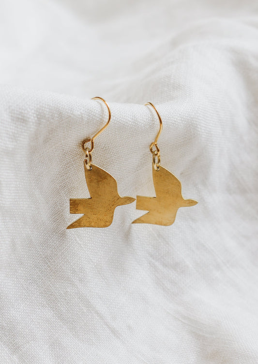 Brass Dove Earrings